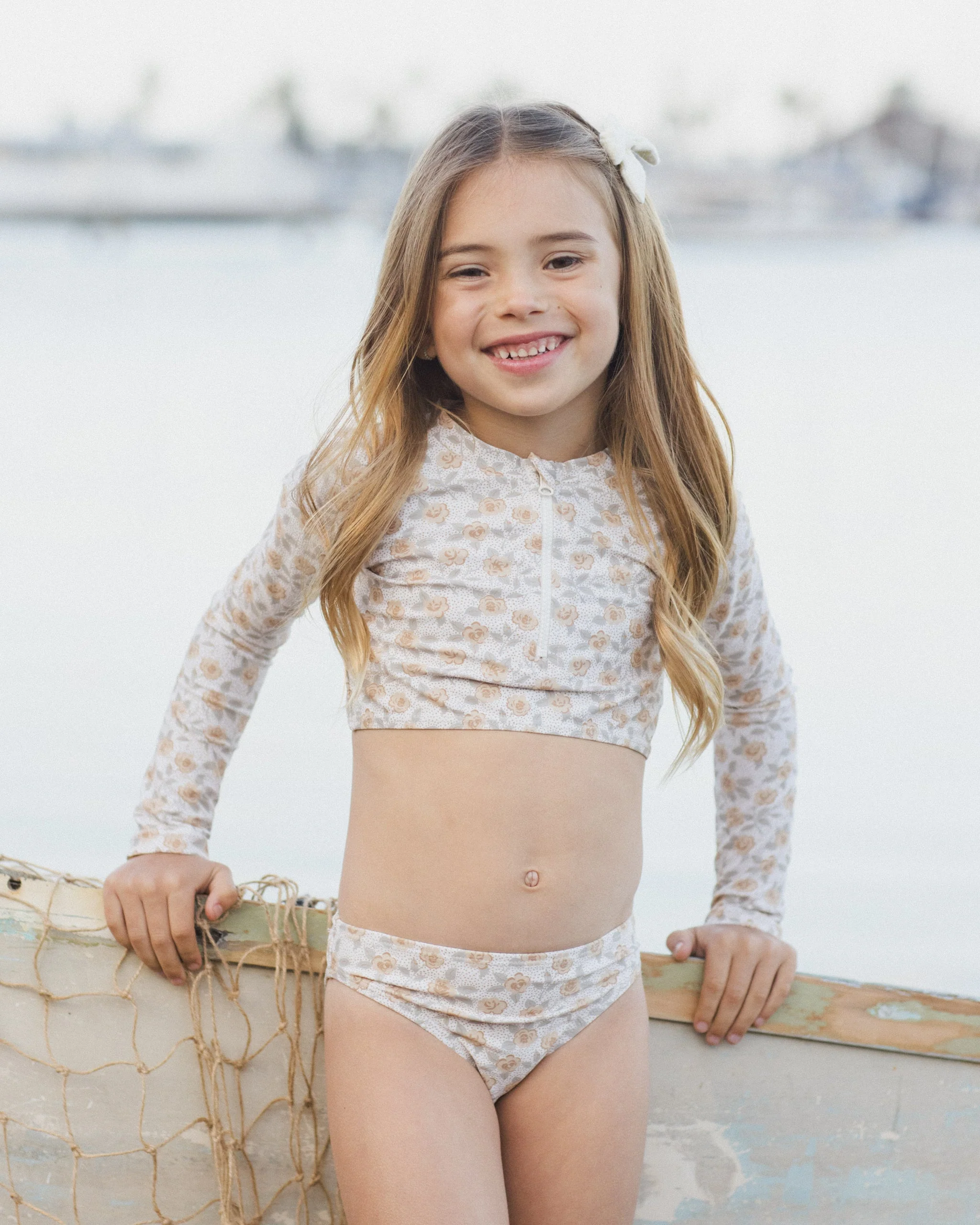 Crop Rashguard Set Yellow Floral - Image 2