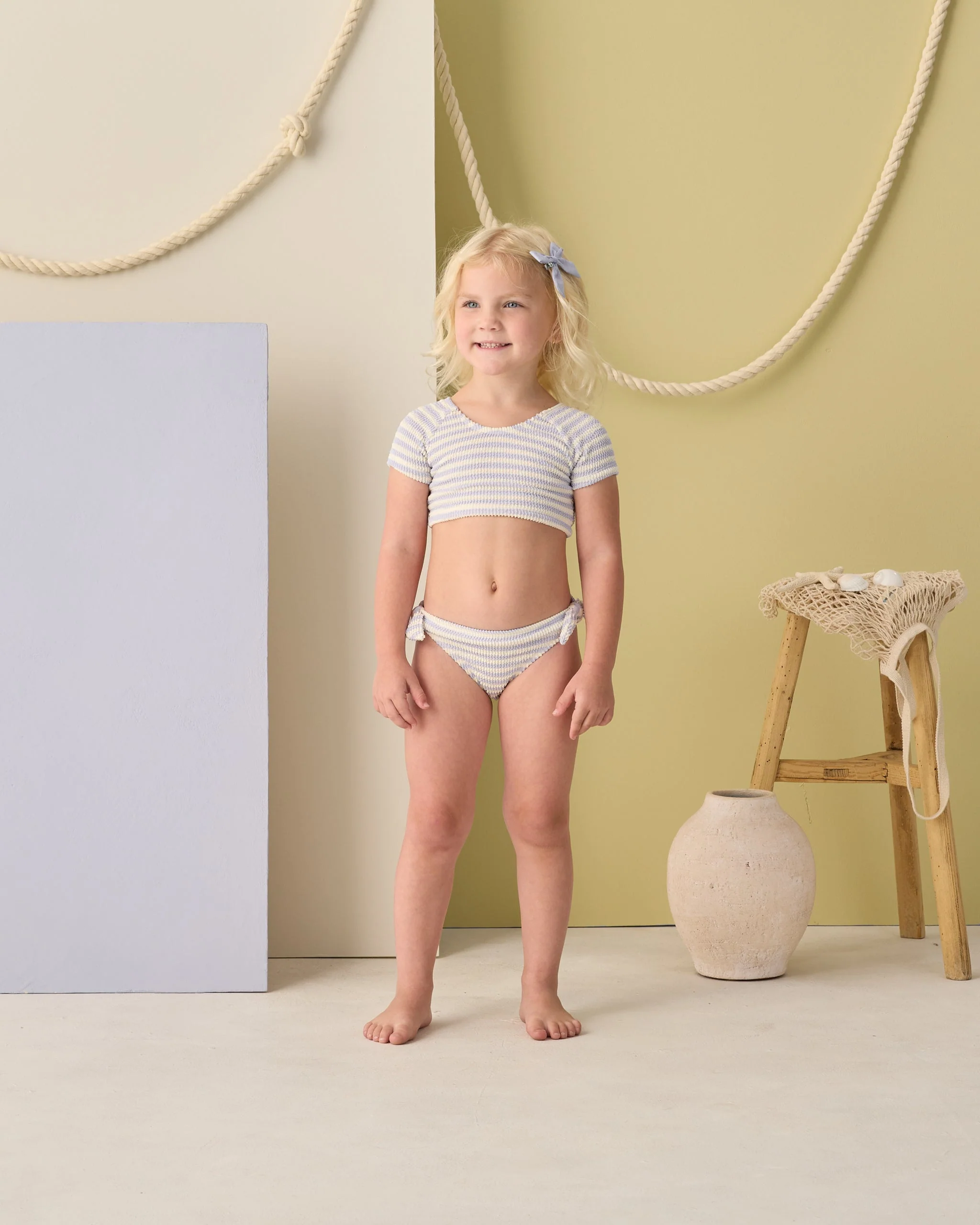 Cropped Rashguard Set Periwinkle Stripe - Image 2