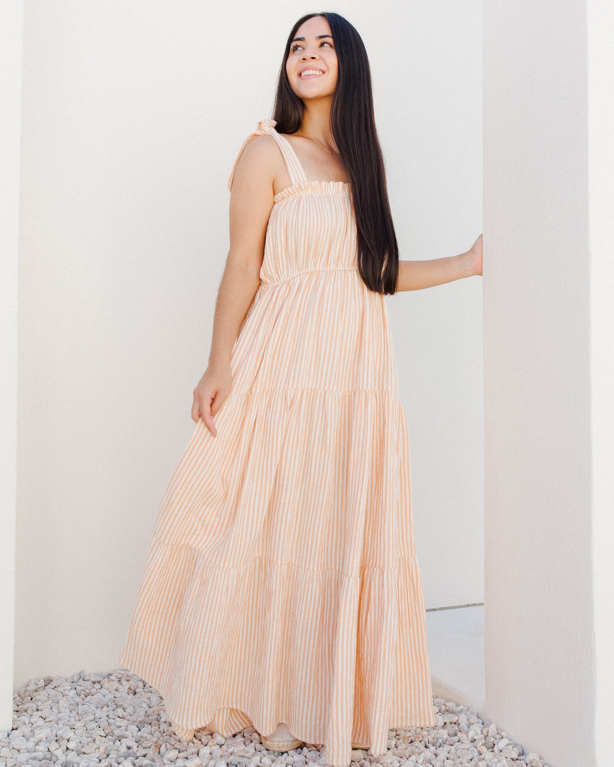 Delphina Dress | Grapefruit Stripe - Image 3