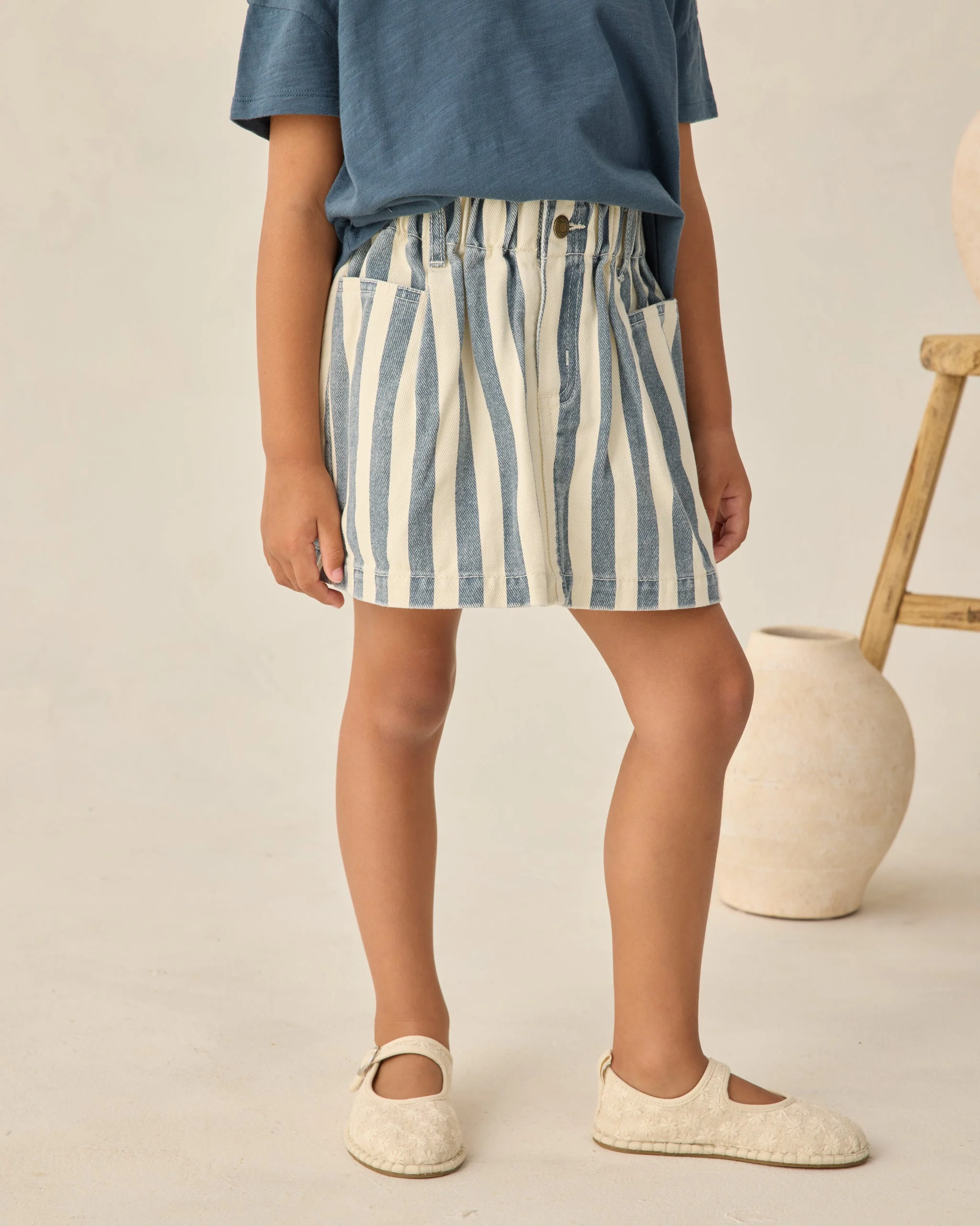 Denim Mini Skirt Navy Stripe - Image 3