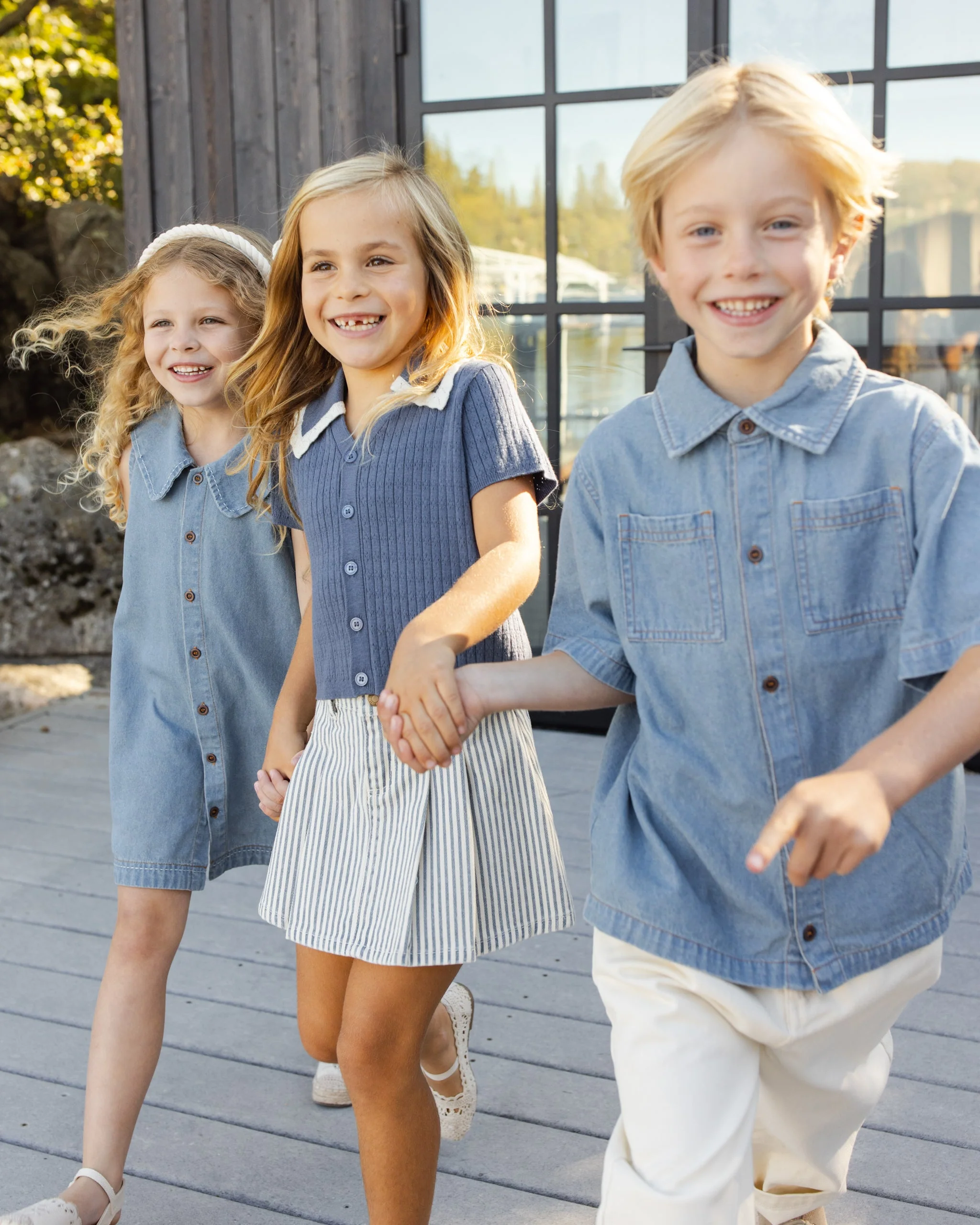 Denim Short Sleeve Overshirt Washed Blue - Image 7