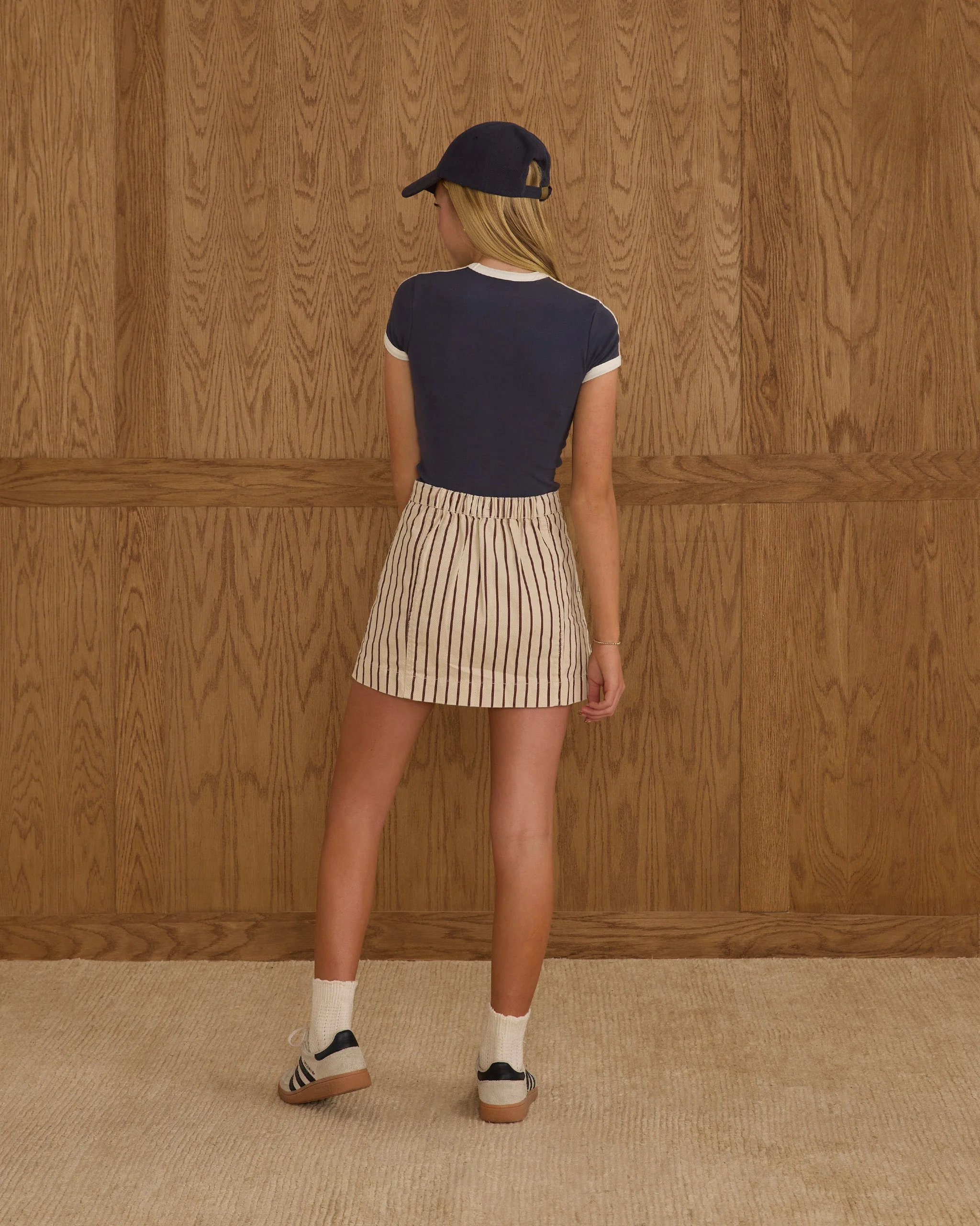 Denver Mini Skirt | Burgundy Pinstripe Teen - Image 2