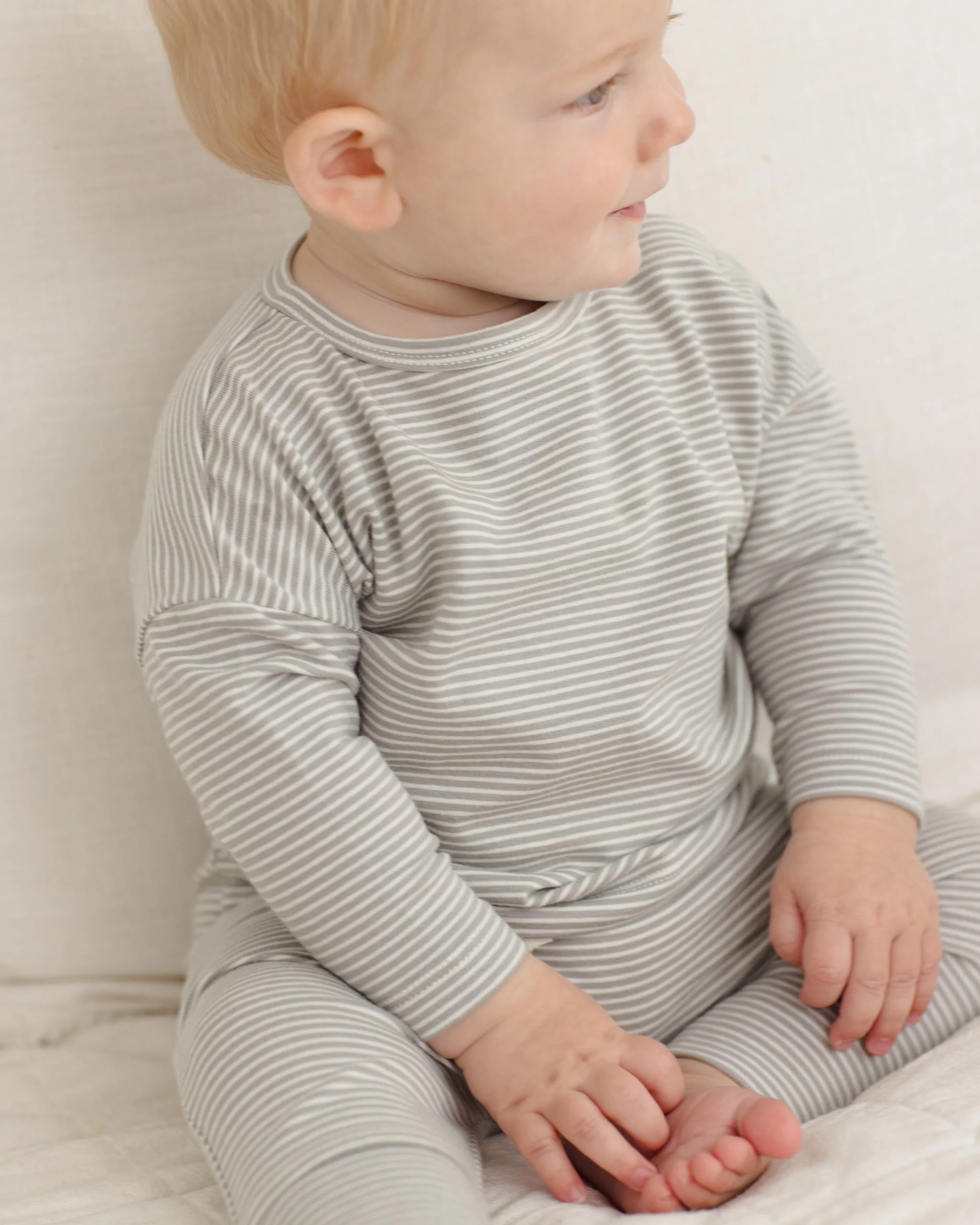 Drawstring Pant Sage Micro Stripe - Image 2