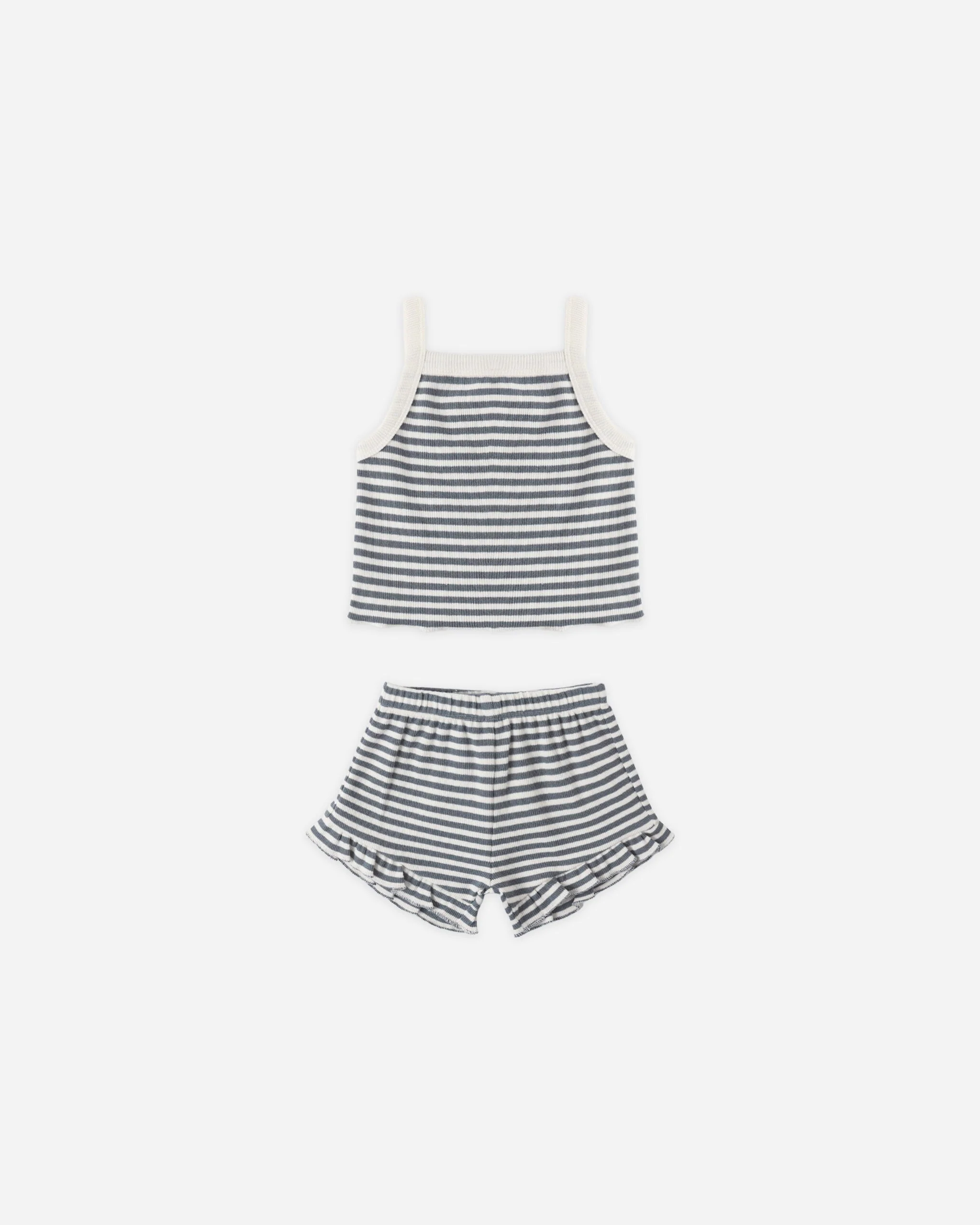 Evie Tank + Shortie Set Ocean Stripe