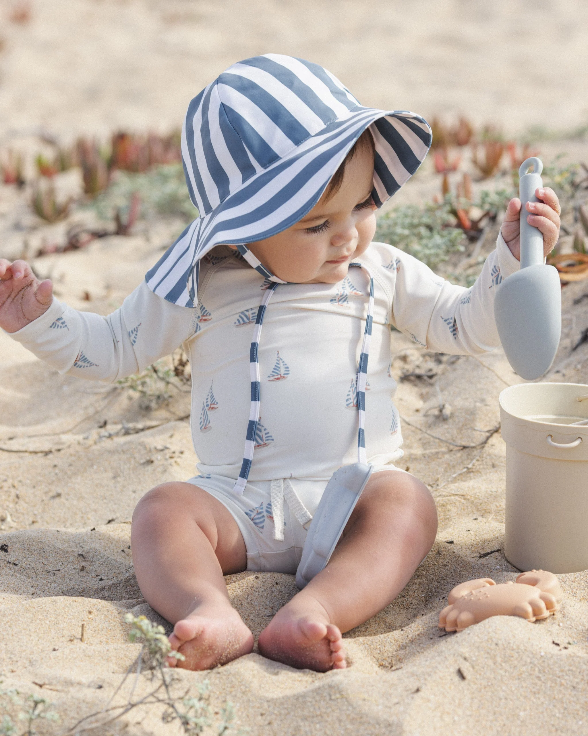 Floppy Swim Hat Navy Stripe - Image 4