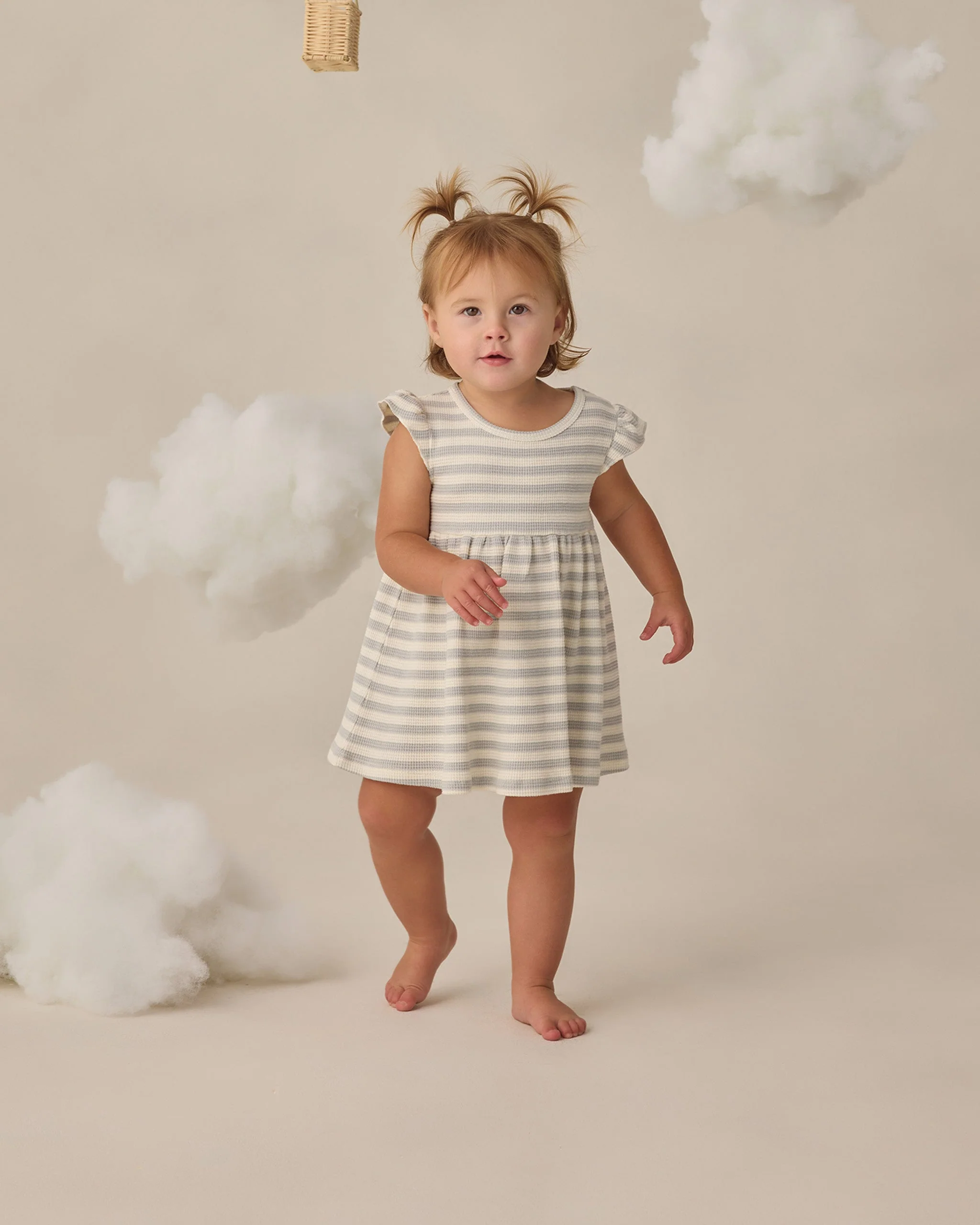 Flutter Sleeve Dress Sky Stripe - Image 2