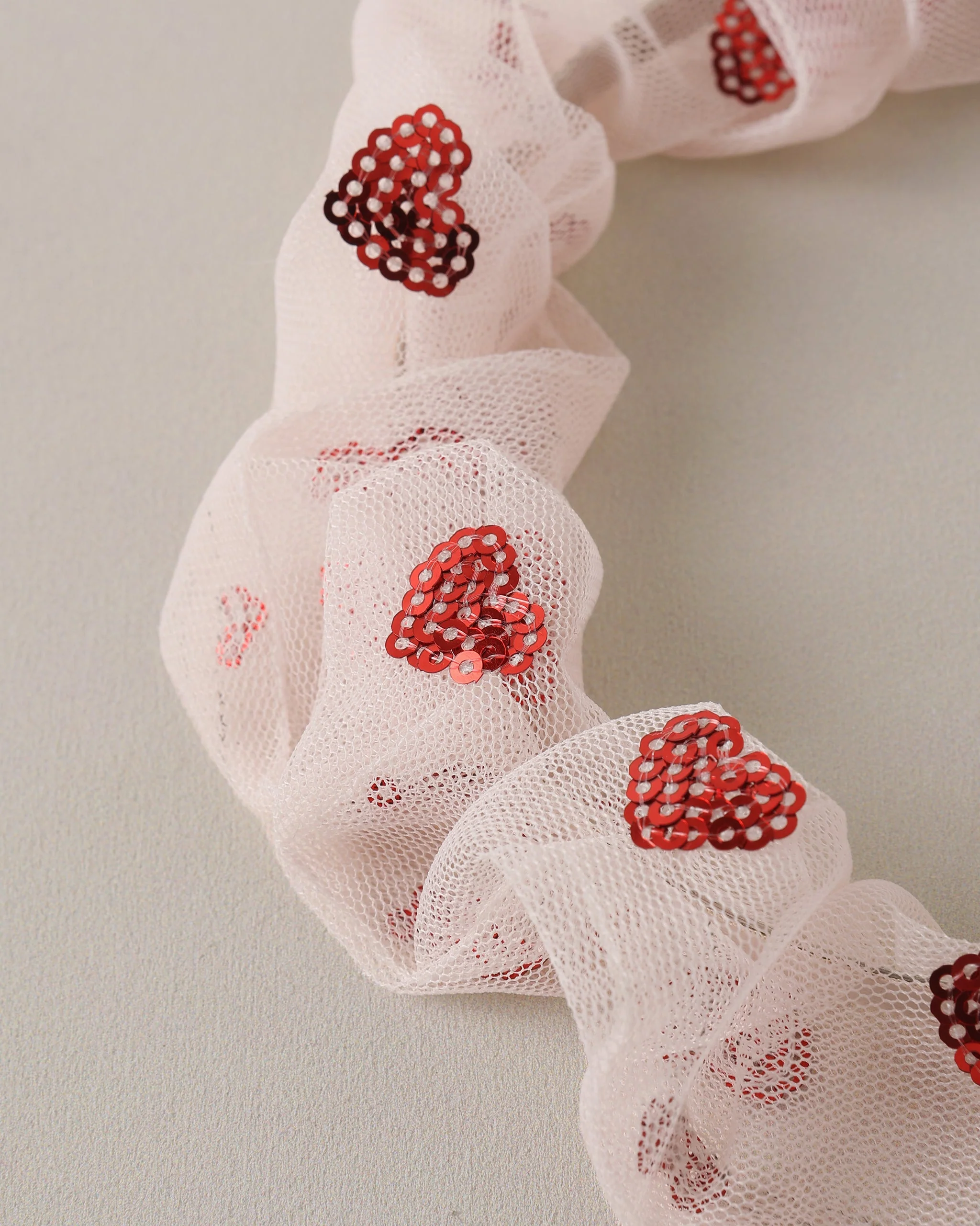 Gathered Headband Red Hearts - Image 6