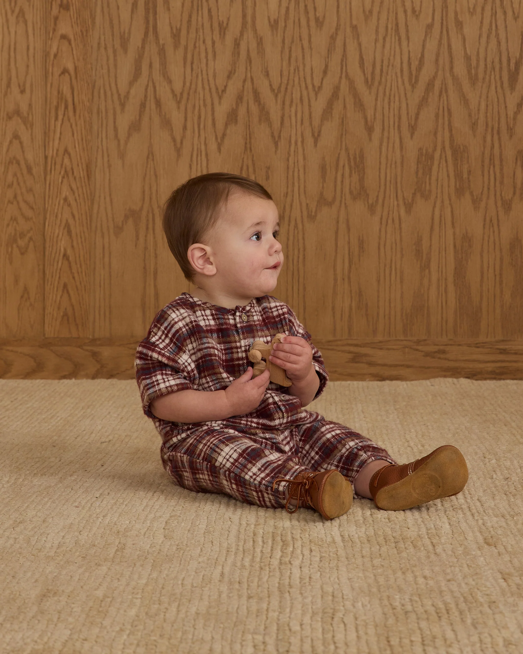 Hayes Jumpsuit || Burgundy Plaid - Image 4