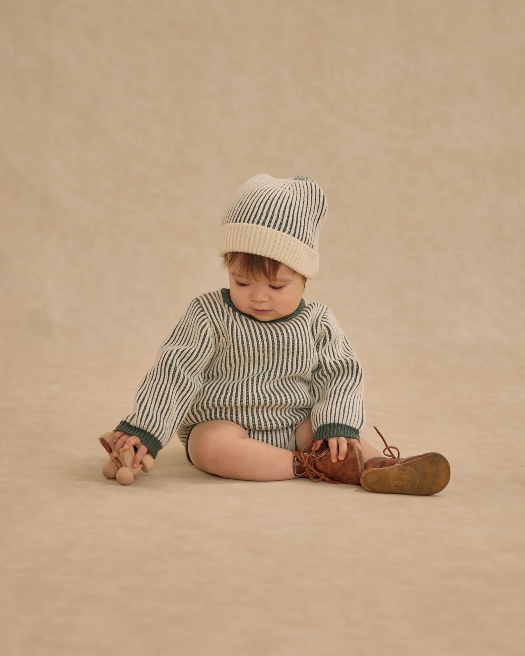Haywood Romper || Green Stripe - Image 3