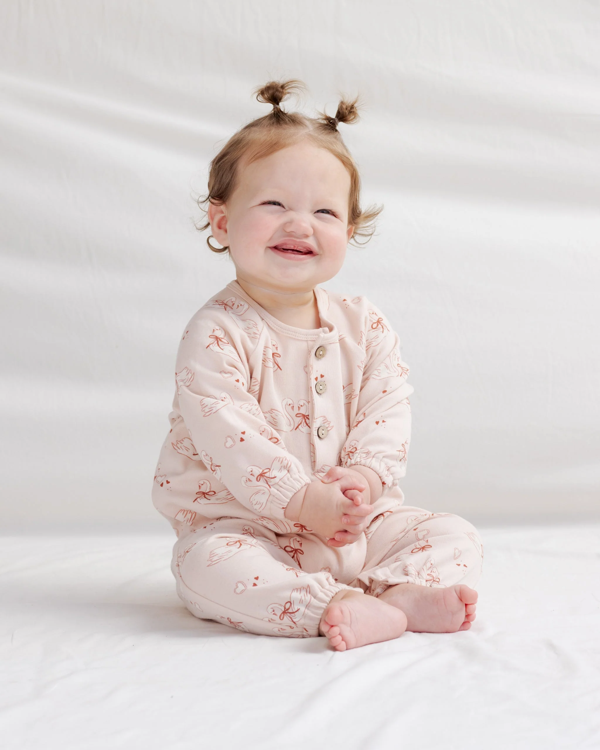 Henley Bubble Jumpsuit Swans - Image 2