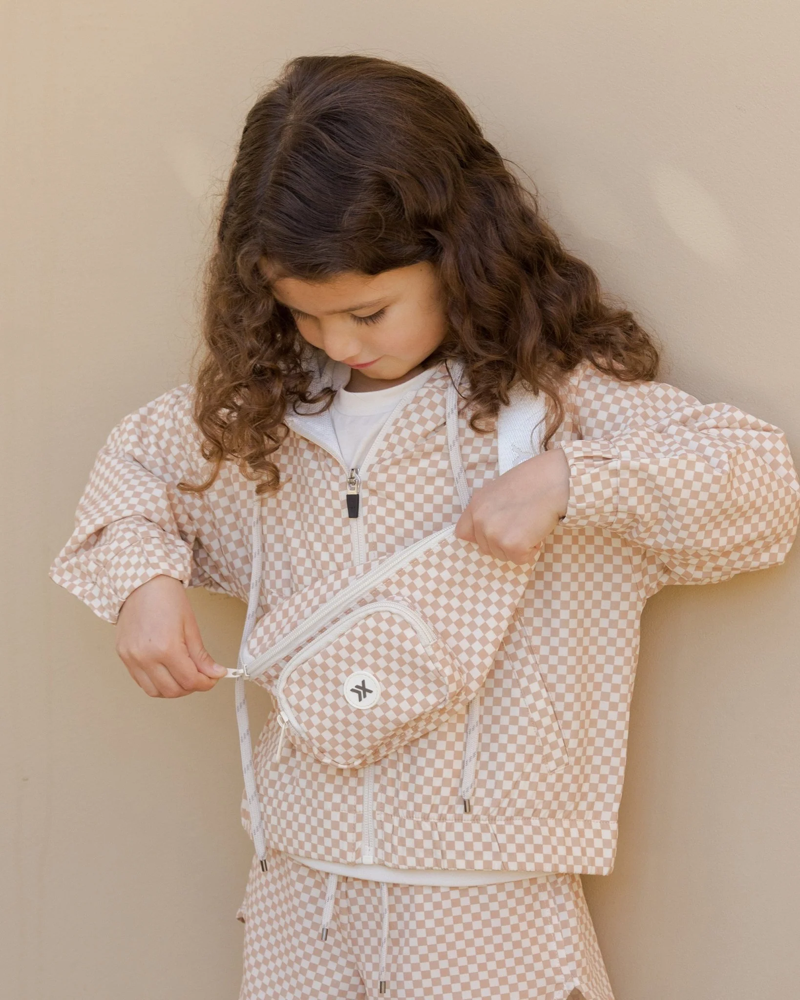 Hooded Windbreaker || Clay Micro Check - Image 5