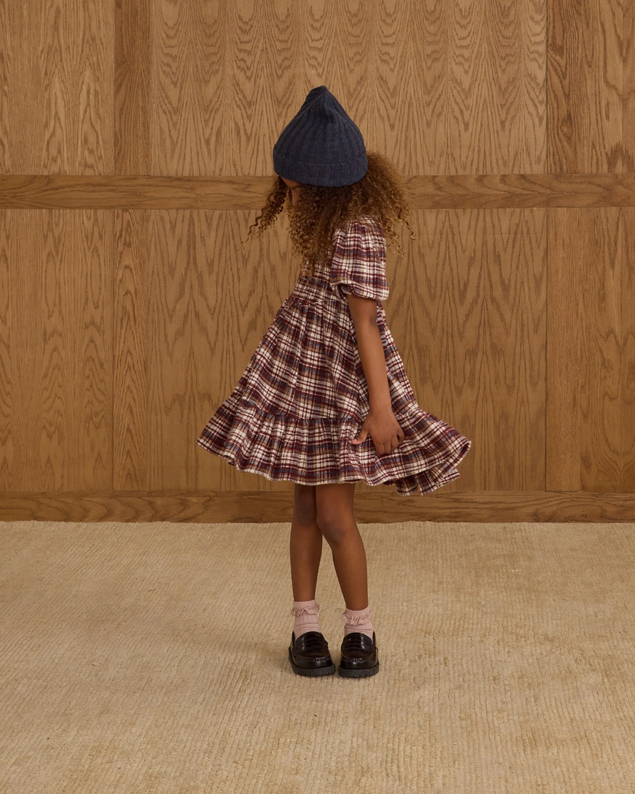 India Dress || Burgundy Plaid - Image 3