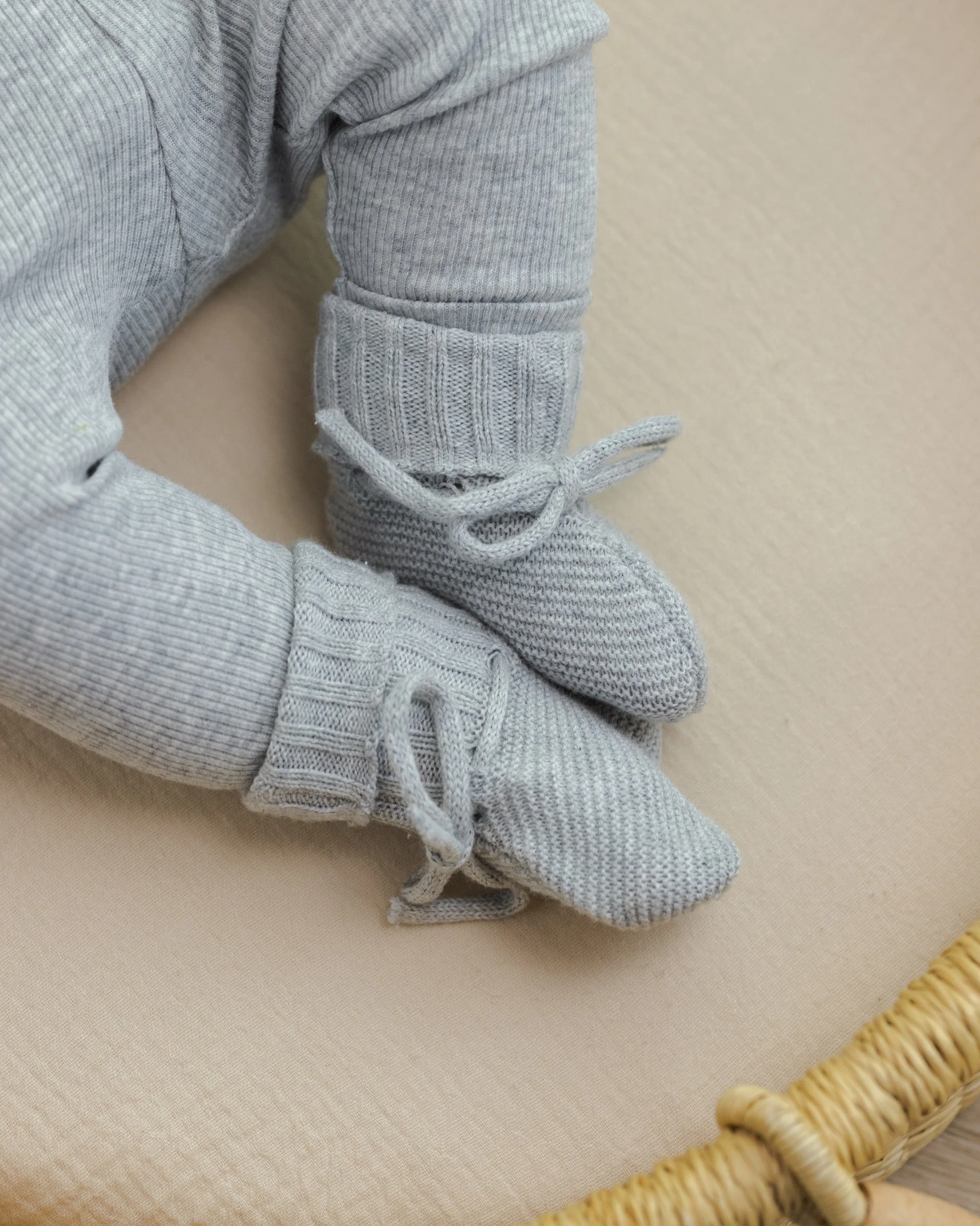 Knit Booties || Heathered Dusty Blue - Image 2