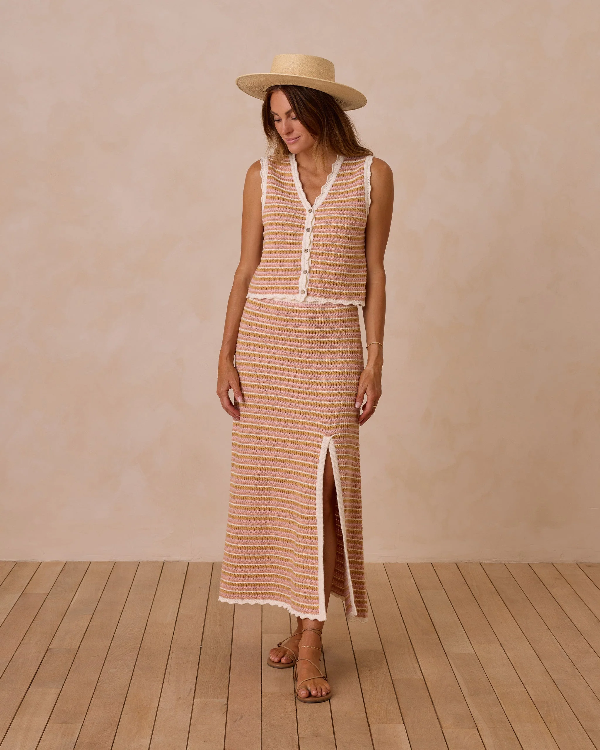 Knit Midi Skirt | Pink Stripe - Image 2