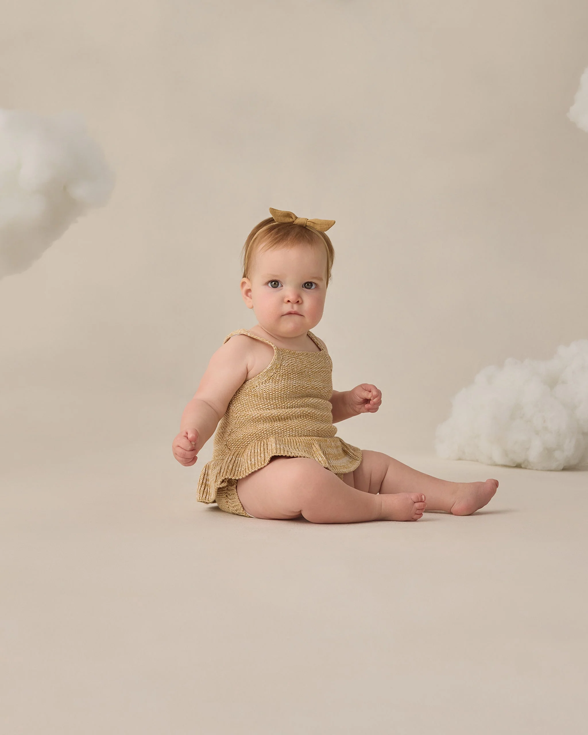 Knit Ruffle Romper Heathered Honey - Image 2