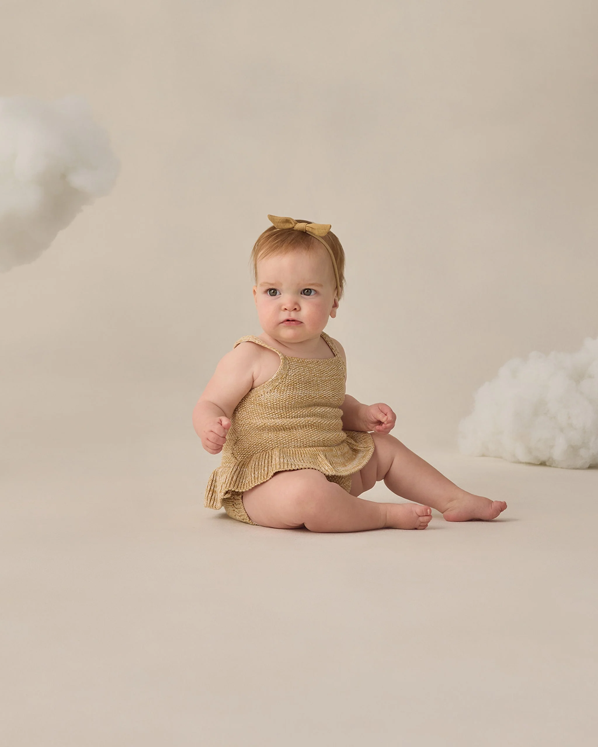 Knit Ruffle Romper Heathered Honey - Image 3
