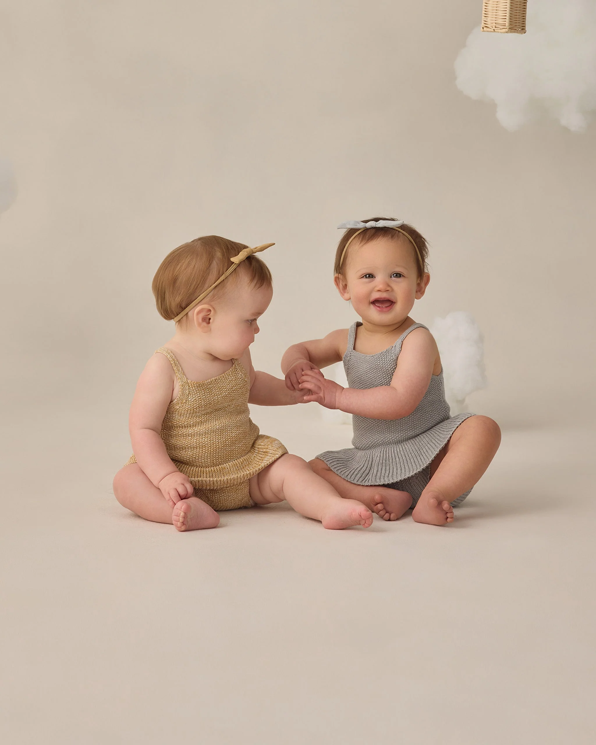 Knit Ruffle Romper Heathered Honey - Image 4
