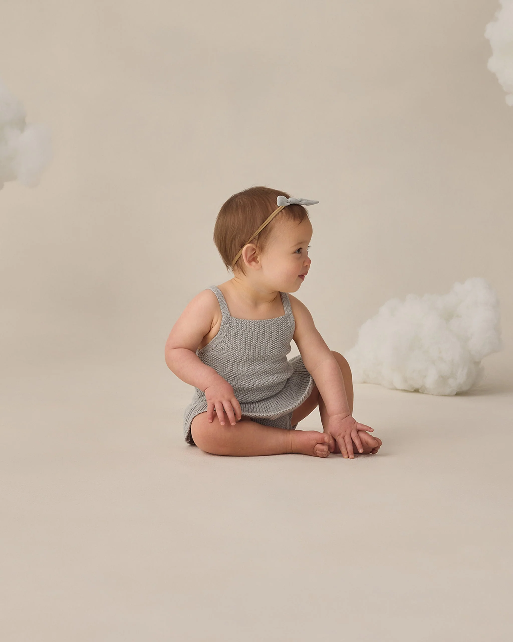 Knit Ruffle Romper Heathered Sky - Image 2