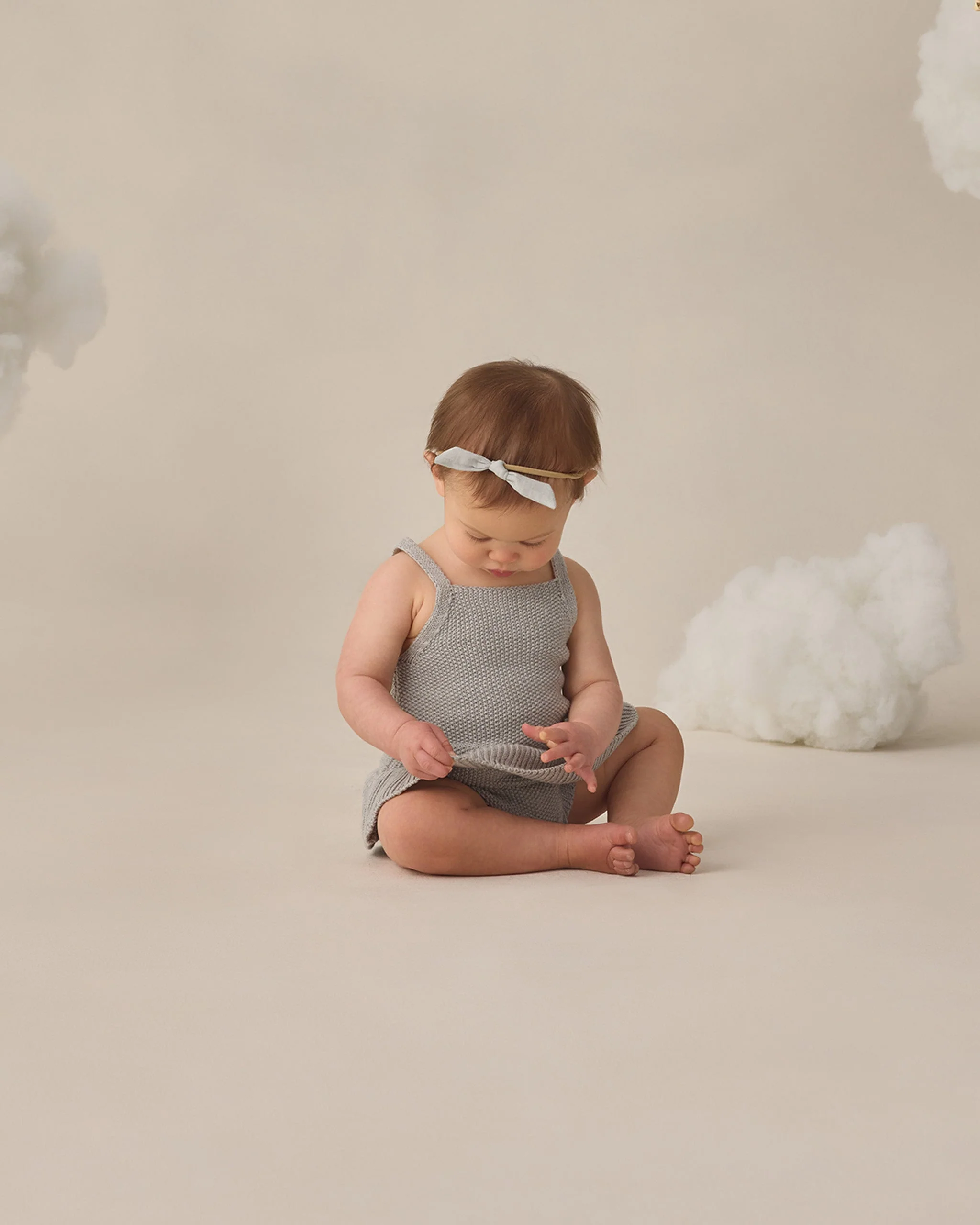 Knit Ruffle Romper Heathered Sky - Image 3