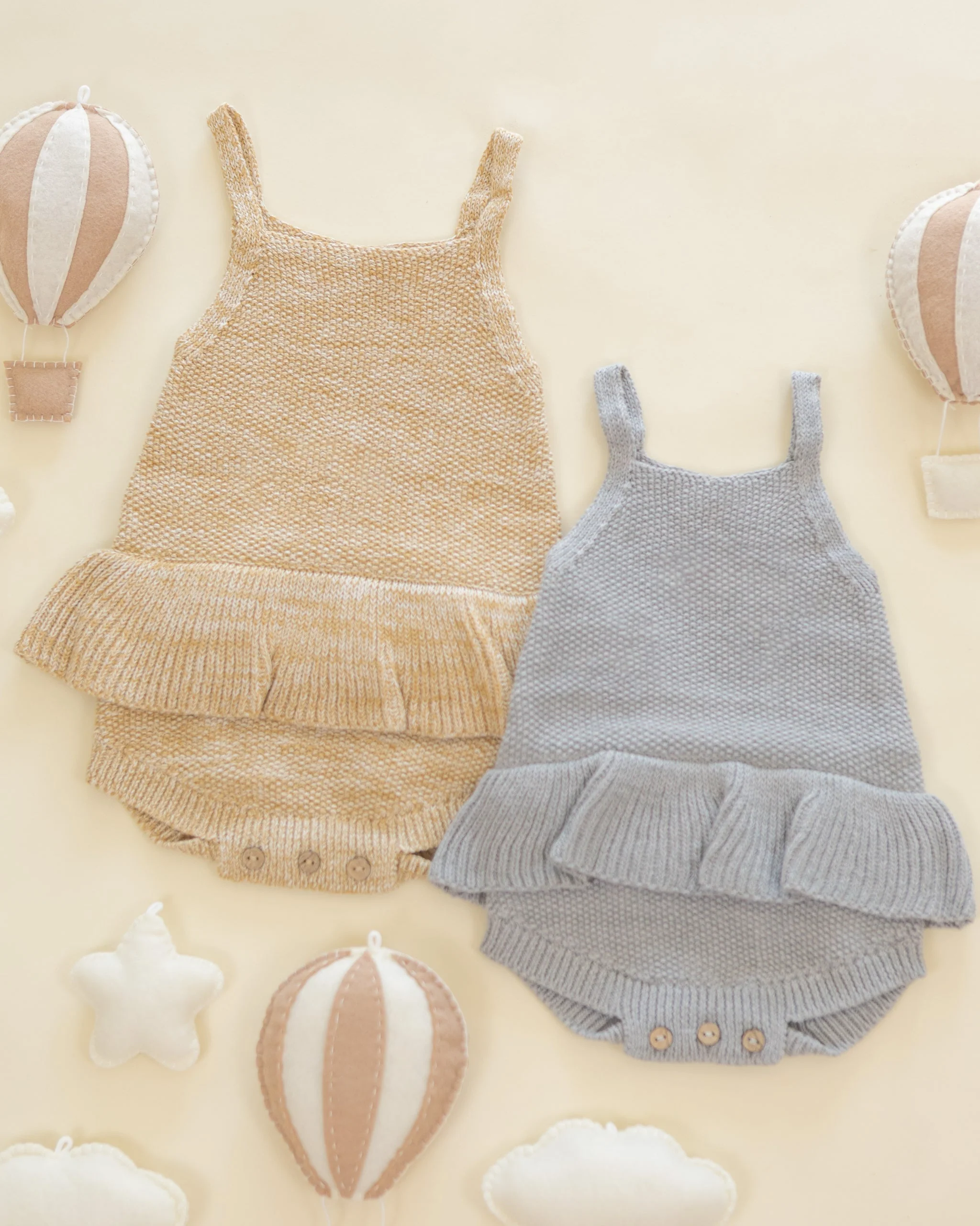 Knit Ruffle Romper Heathered Sky - Image 6