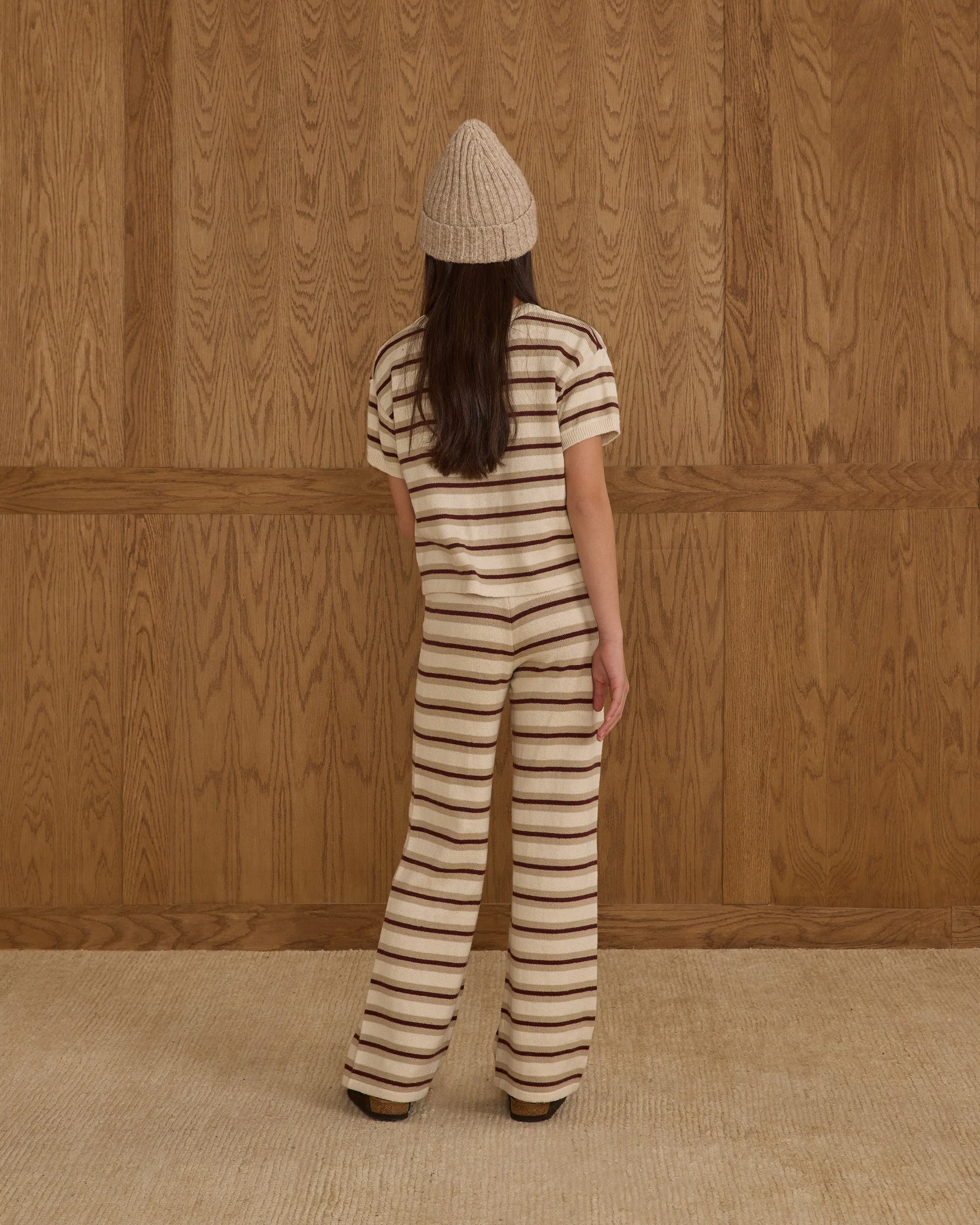 Knit Wide Leg | Burgundy Stripe Teen - Image 2