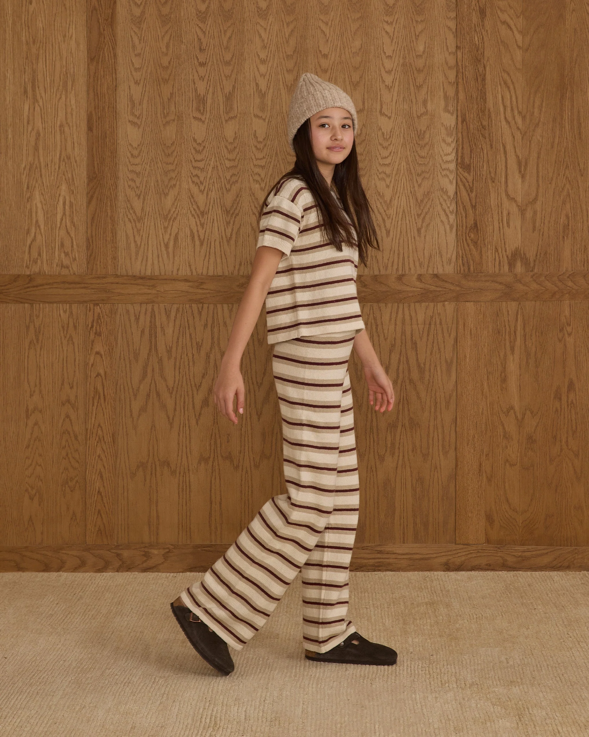 Knit Wide Leg | Burgundy Stripe Teen - Image 4