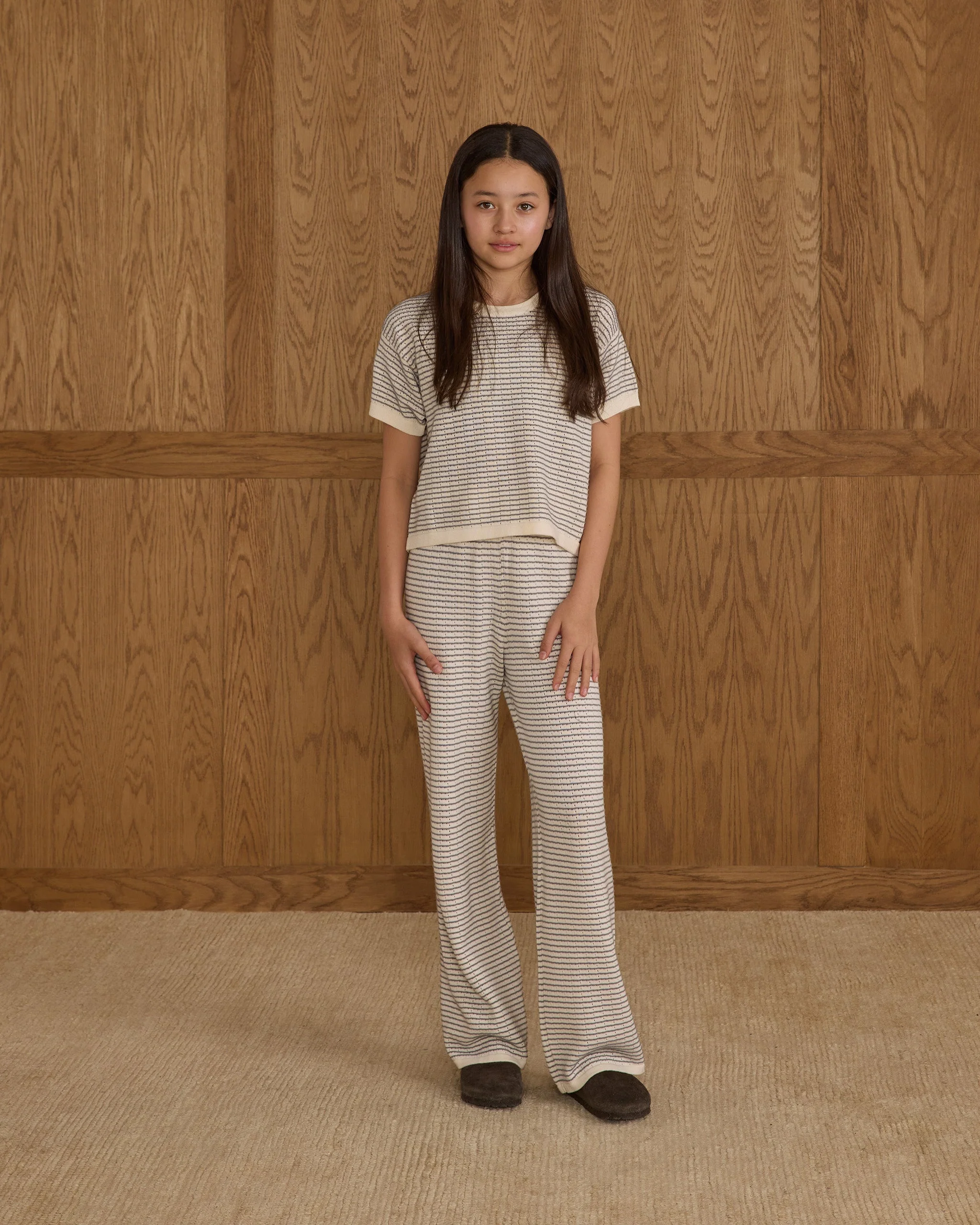 Knit Wide Leg || Dusty Blue Stripe - Image 2