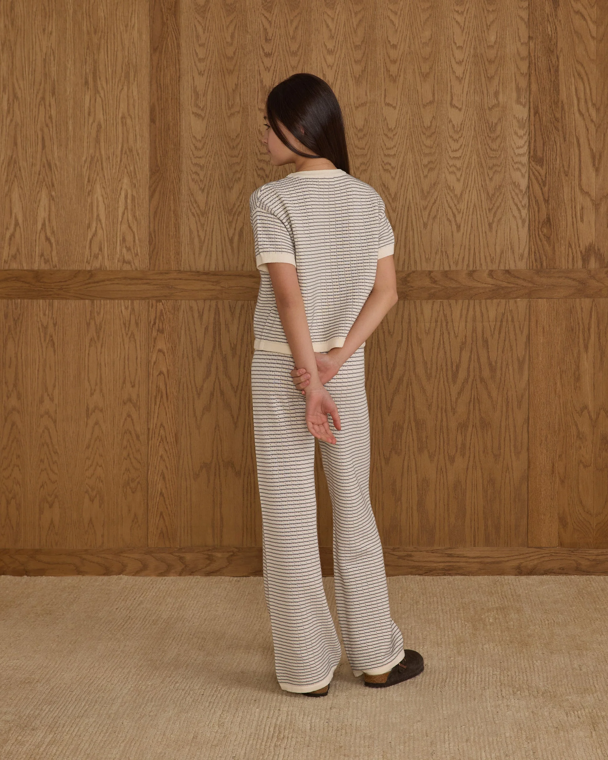 Knit Wide Leg || Dusty Blue Stripe - Image 3