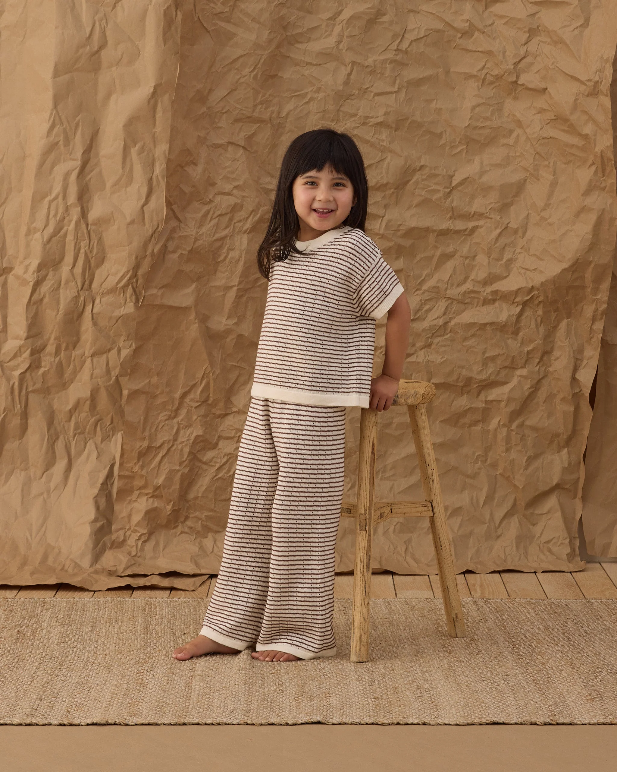 Knit Wide Leg Pant Chocolate Stripe - Image 2