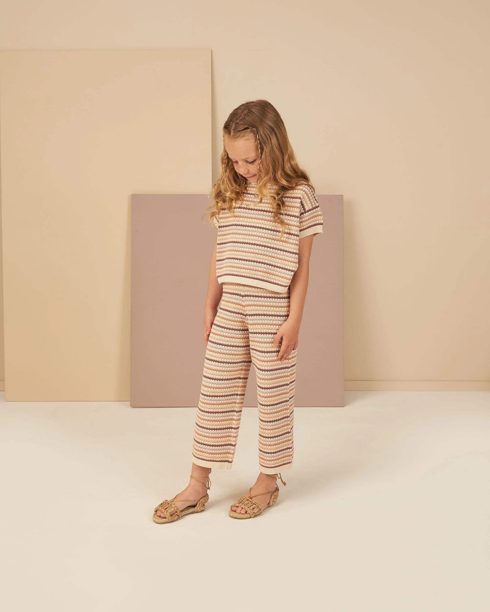 Knit Wide Leg Pant || Honeycomb Stripe - Image 2