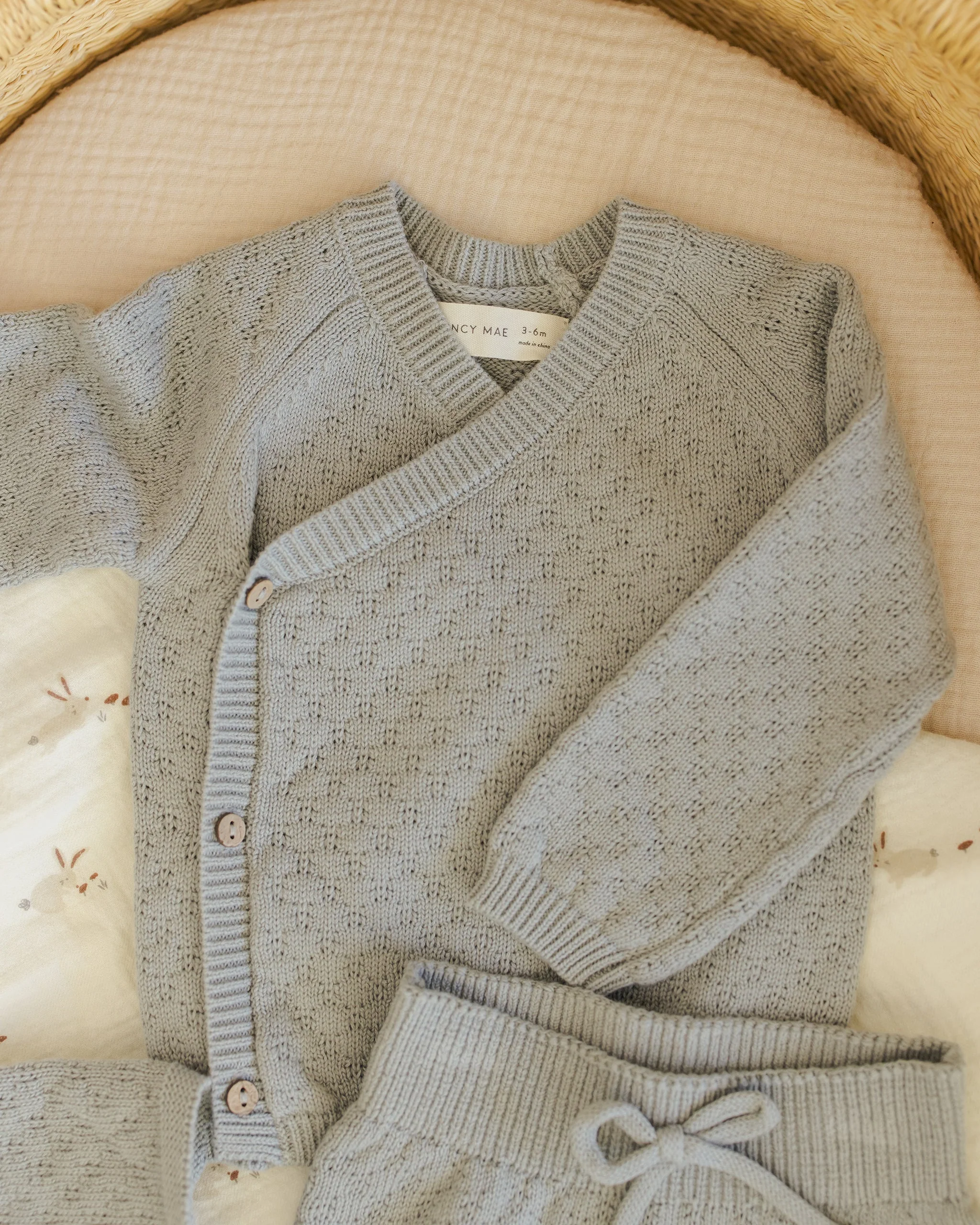 Knit Wrap Top + Pant Set || Steel Blue - Image 6
