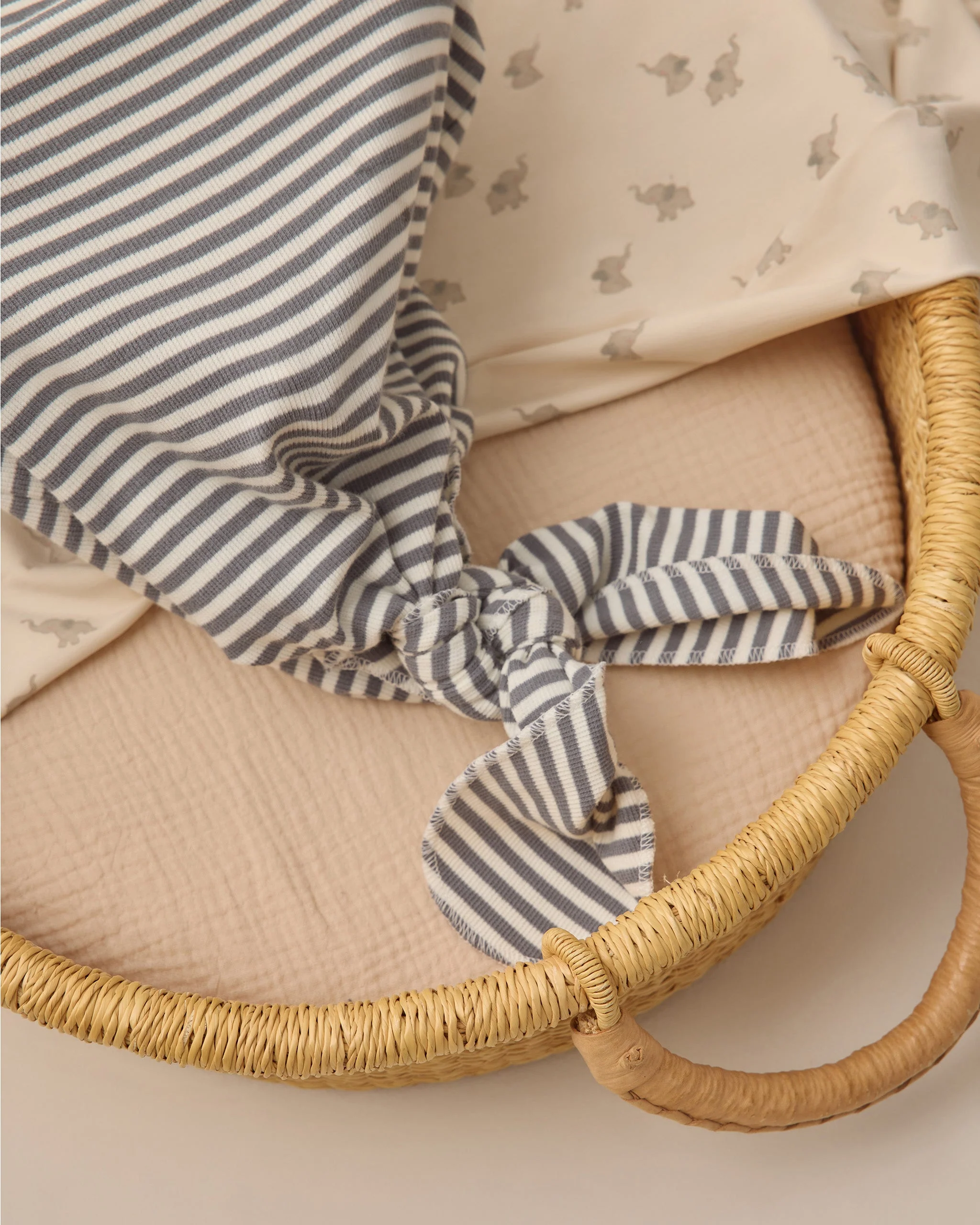 Knotted Baby Gown + Hat Set Ocean Stripe - Image 4