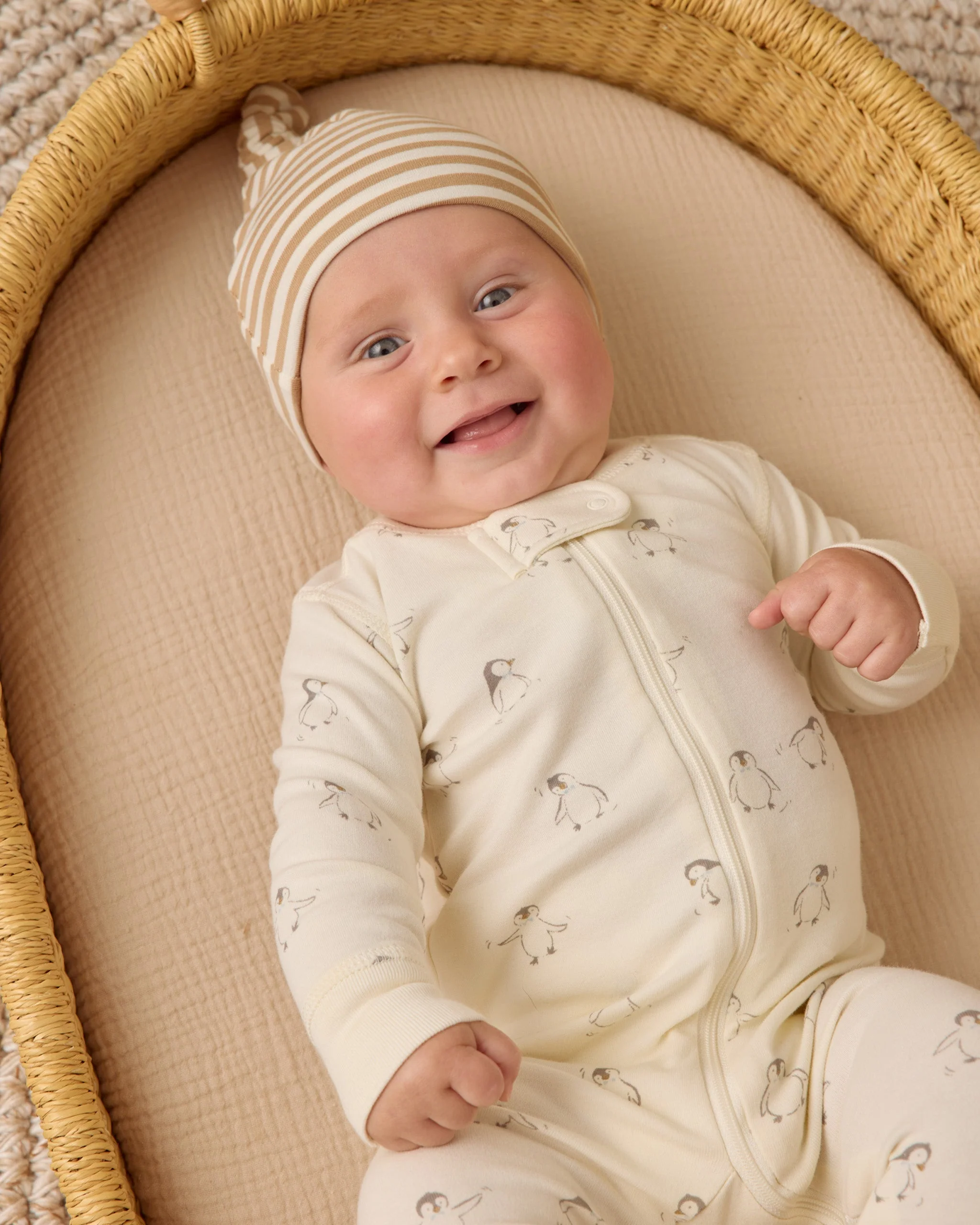 Knotted Baby Hat || Gold Stripe - Image 2