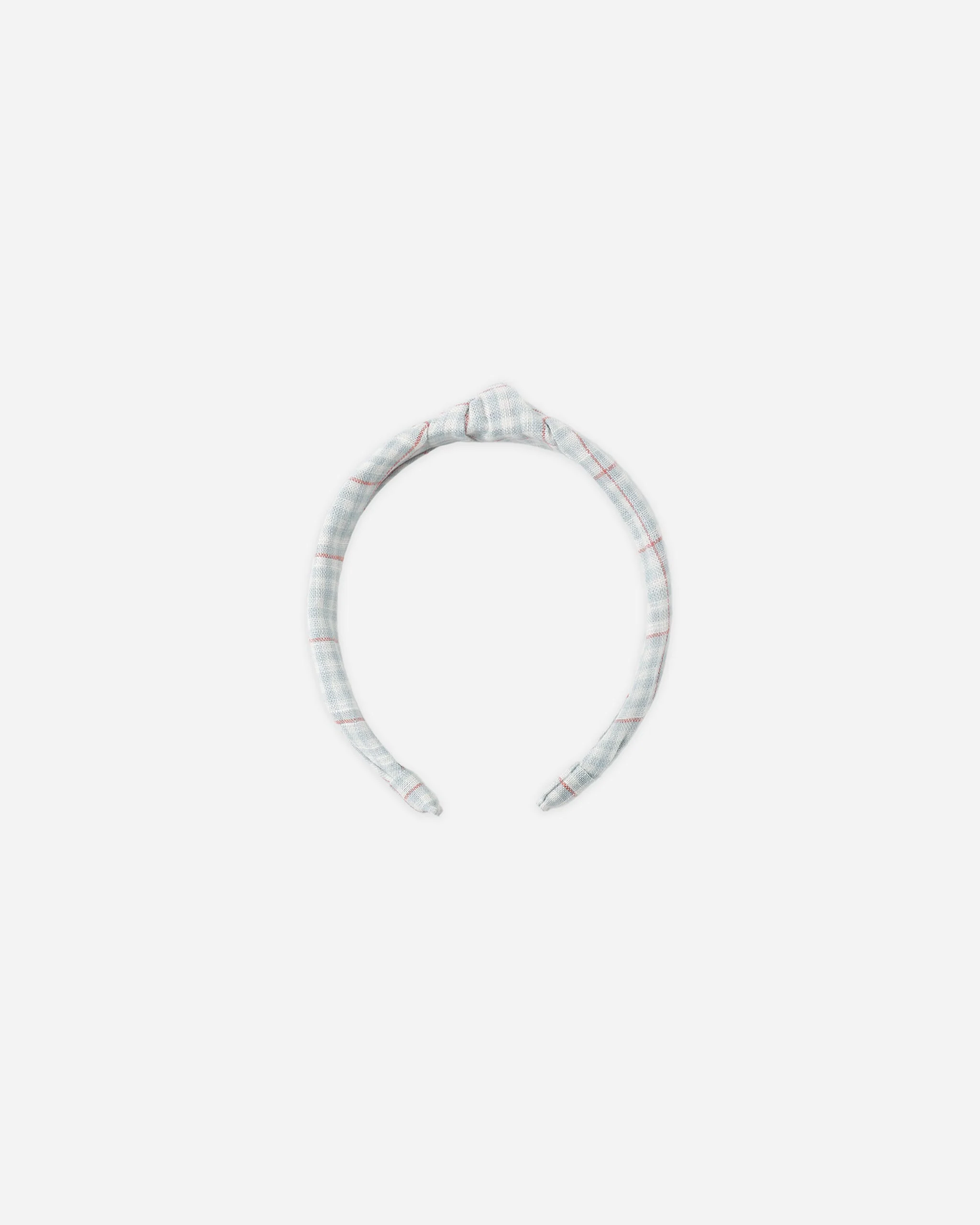 Knotted Headband Light Blue Plaid