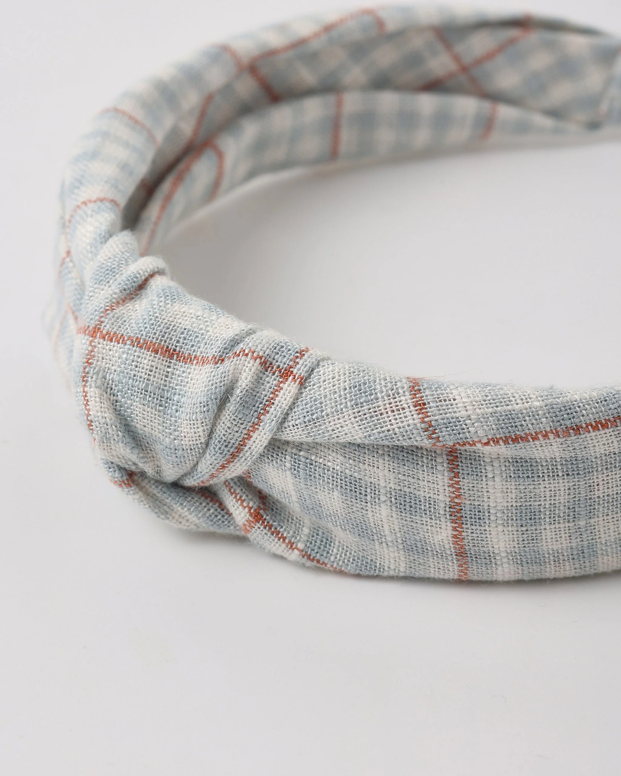 Knotted Headband Light Blue Plaid - Image 6