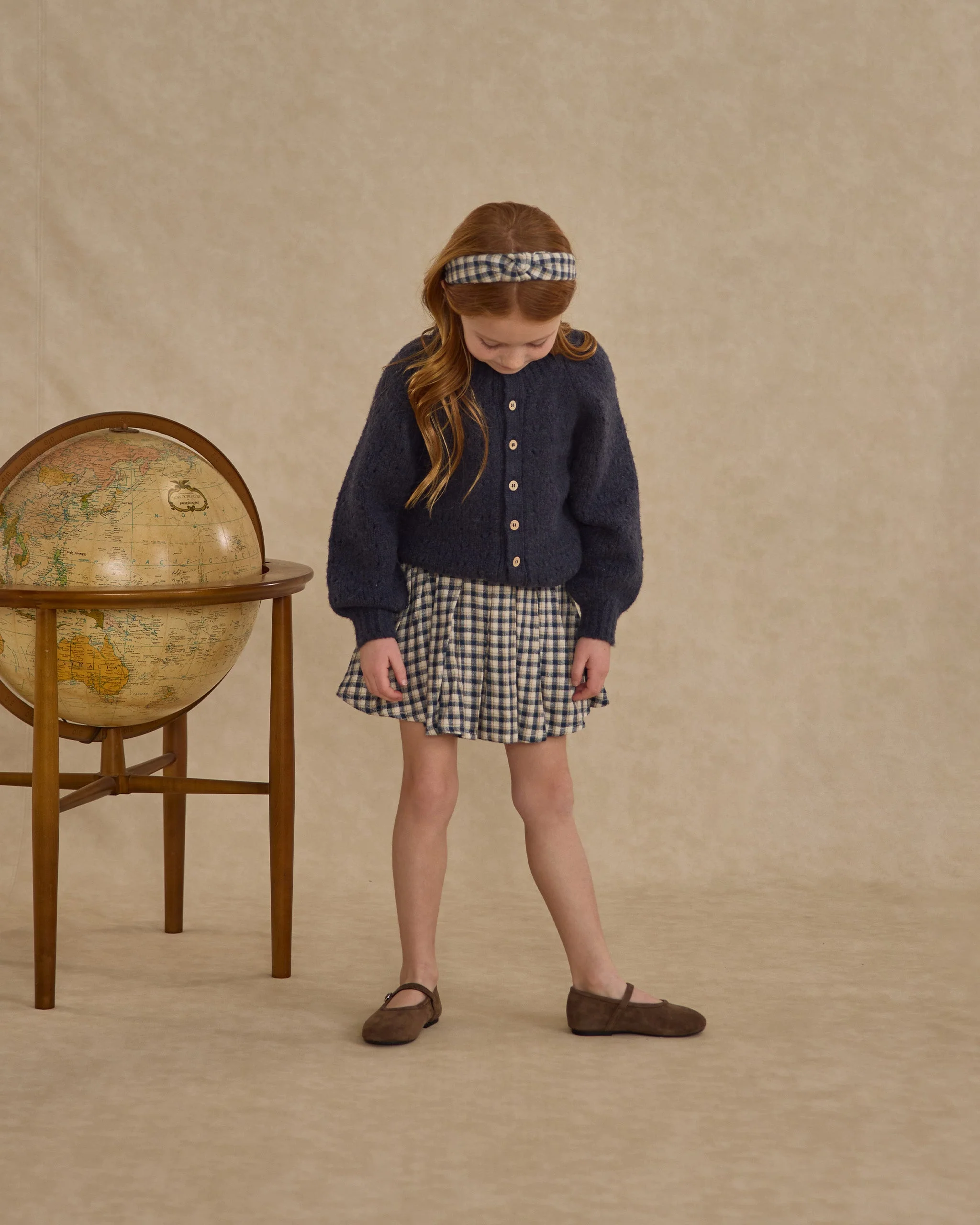 Knotted Headband || Navy Check - Image 4