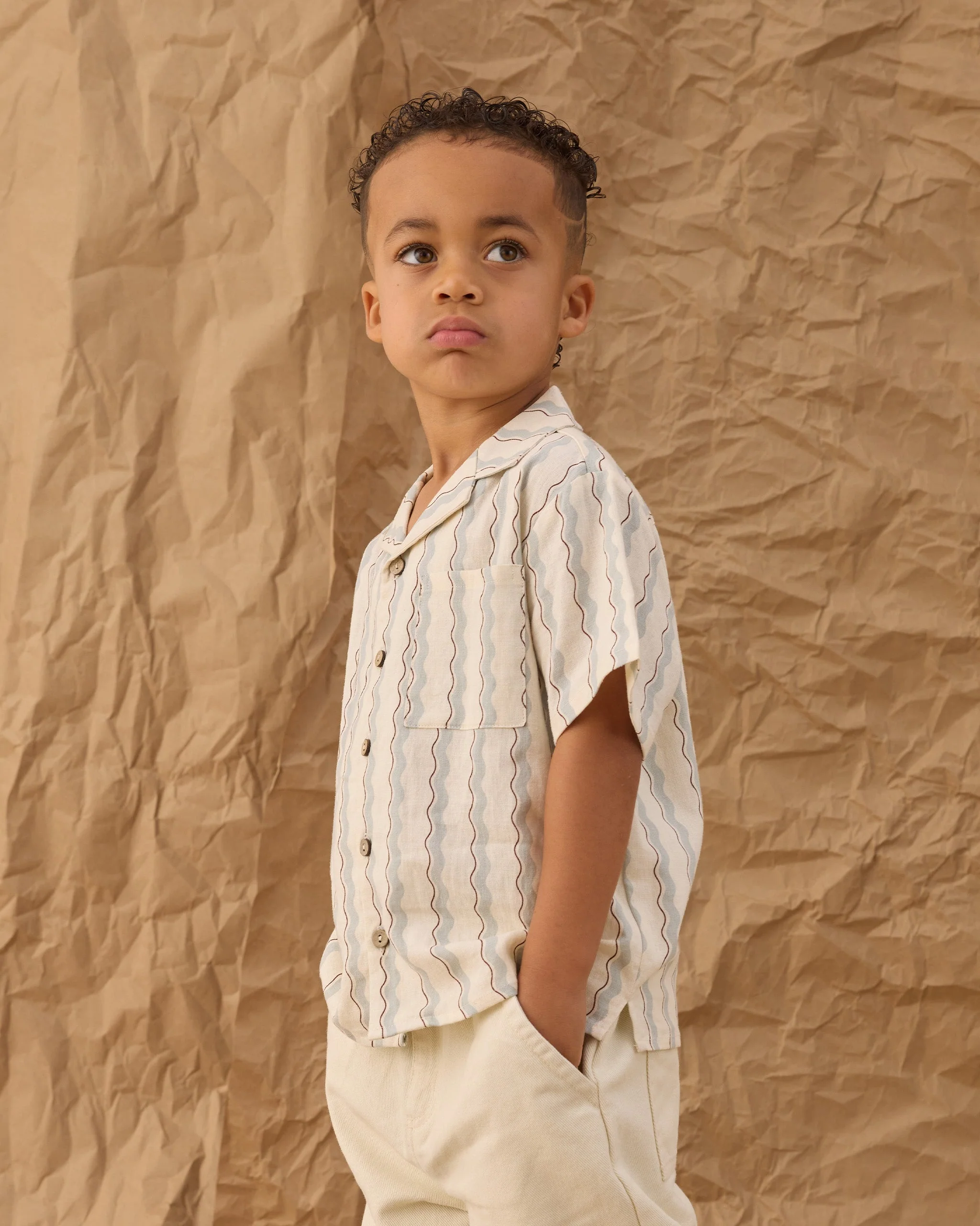 Lapel Collar Shirt Wave Stripe - Image 4