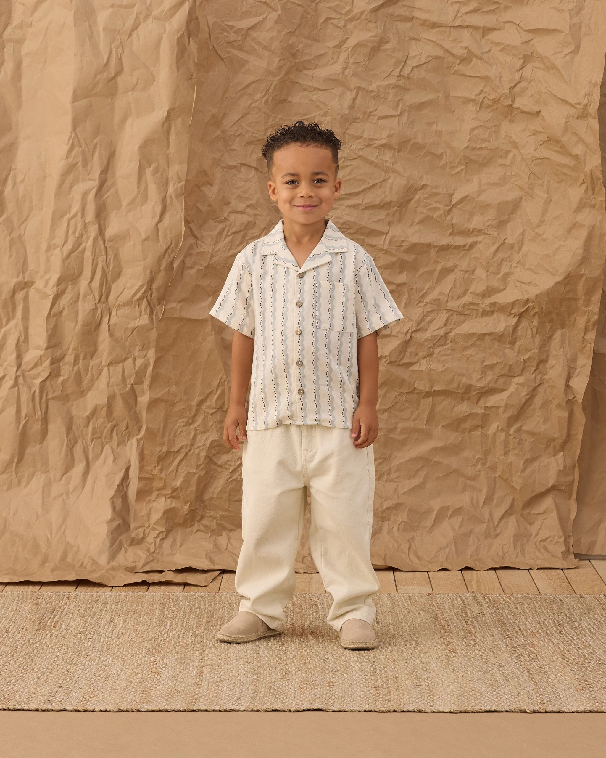 Lapel Collar Shirt Wave Stripe - Image 5