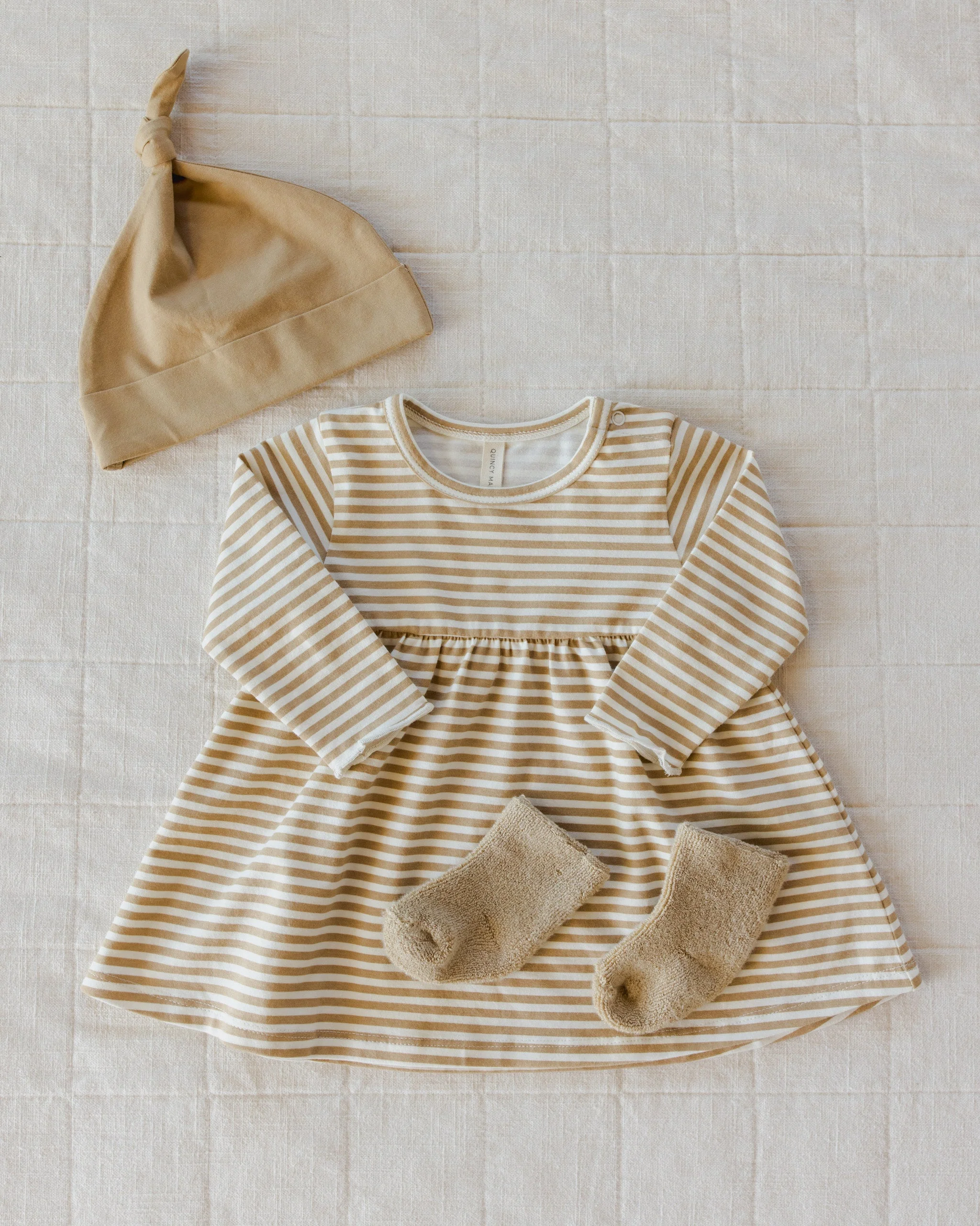 Long Sleeve Baby Dress || Honey Stripe - Image 3