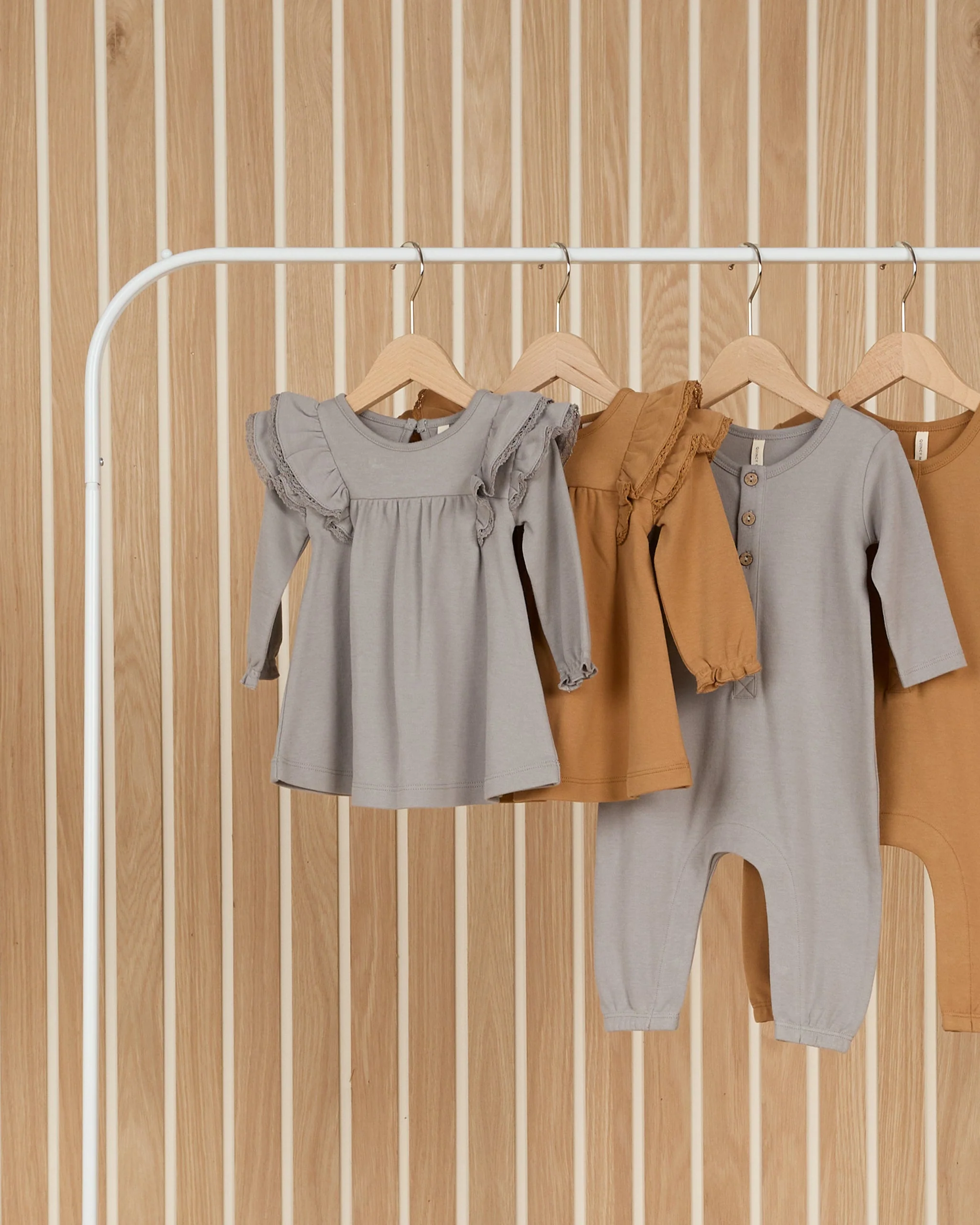 Long Sleeve Flutter Dress - || -  Dusty Blue - Image 4