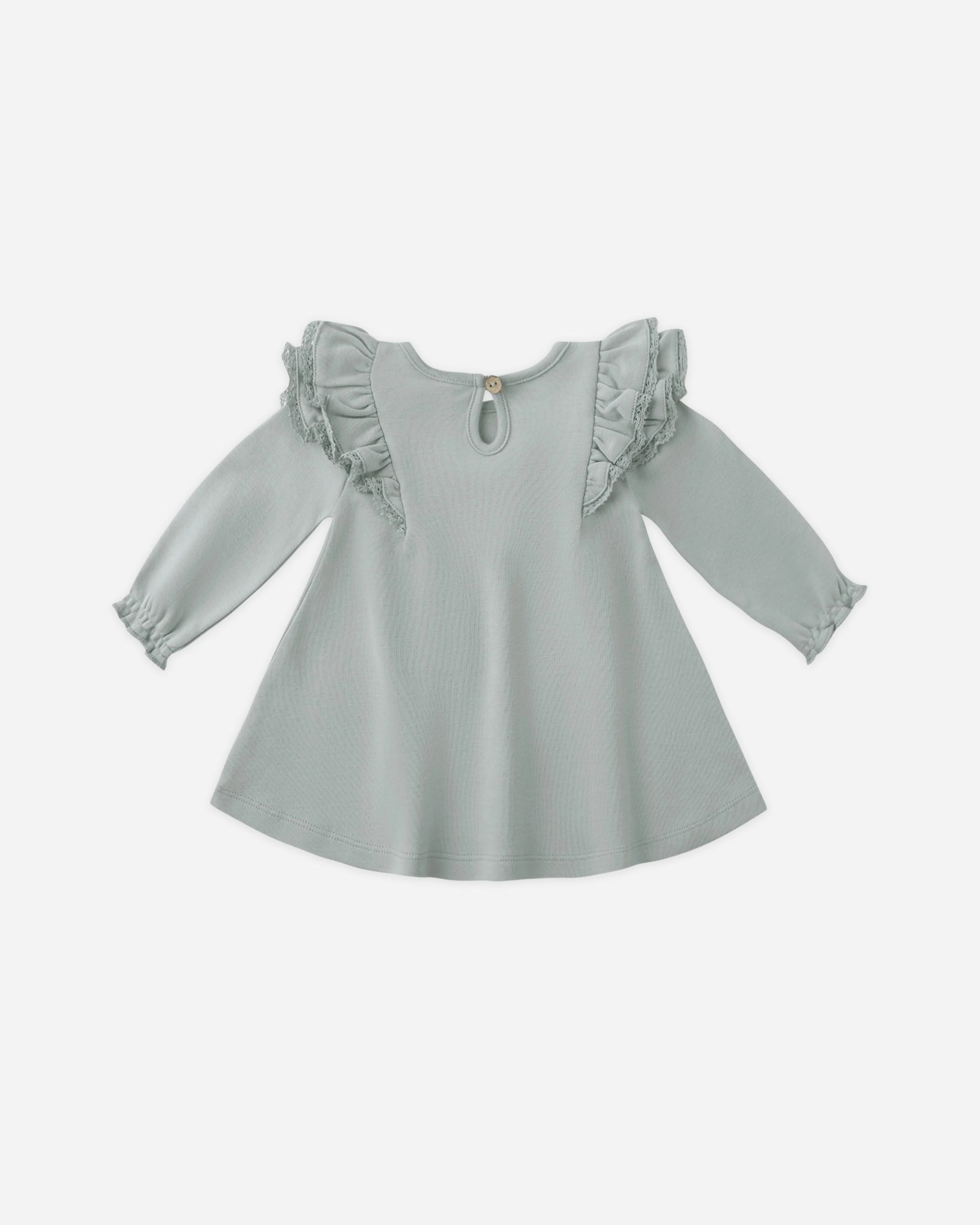 Long Sleeve Flutter Dress || Steel Blue - Image 2