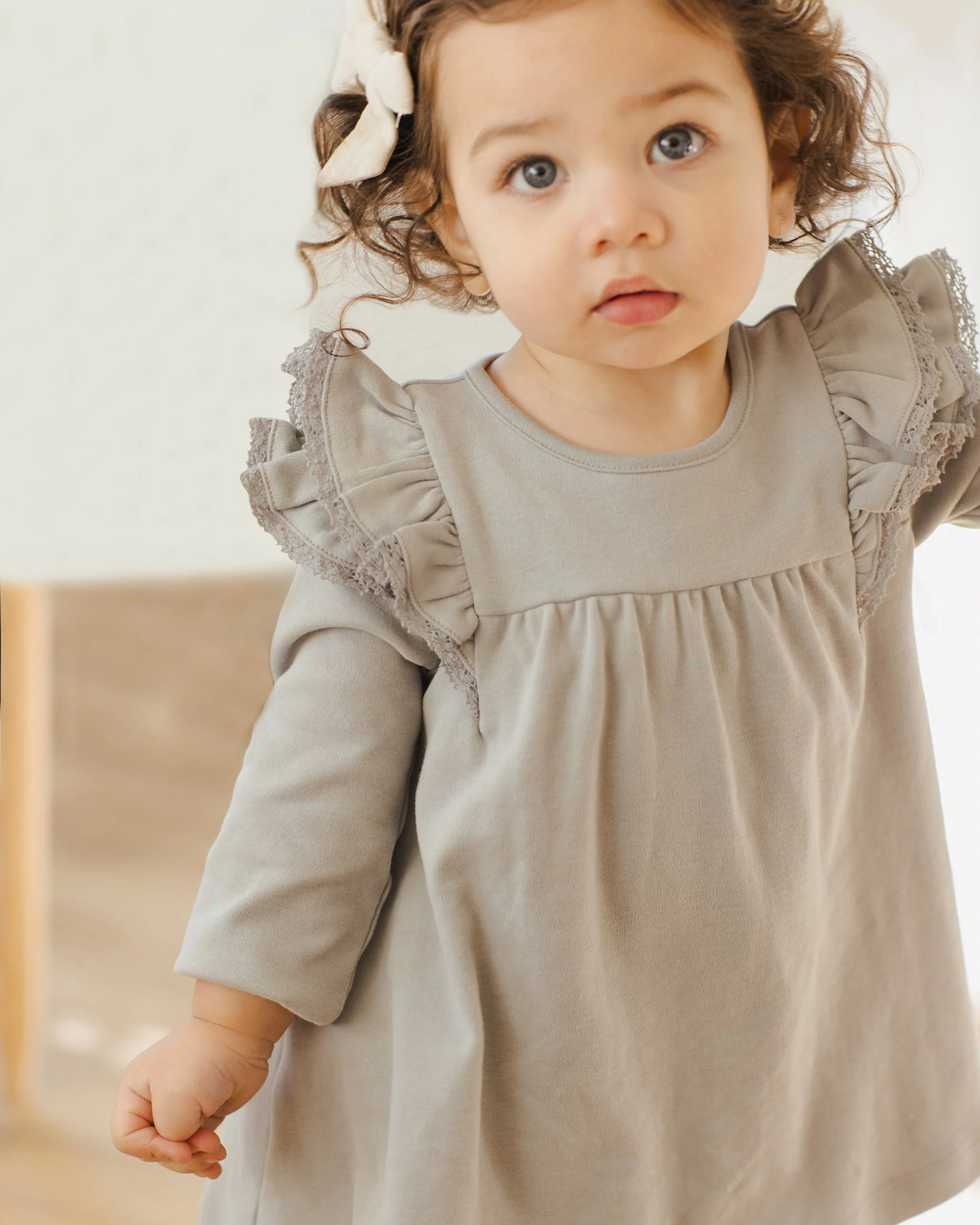 Long Sleeve Flutter Dress || Steel Blue - Image 4