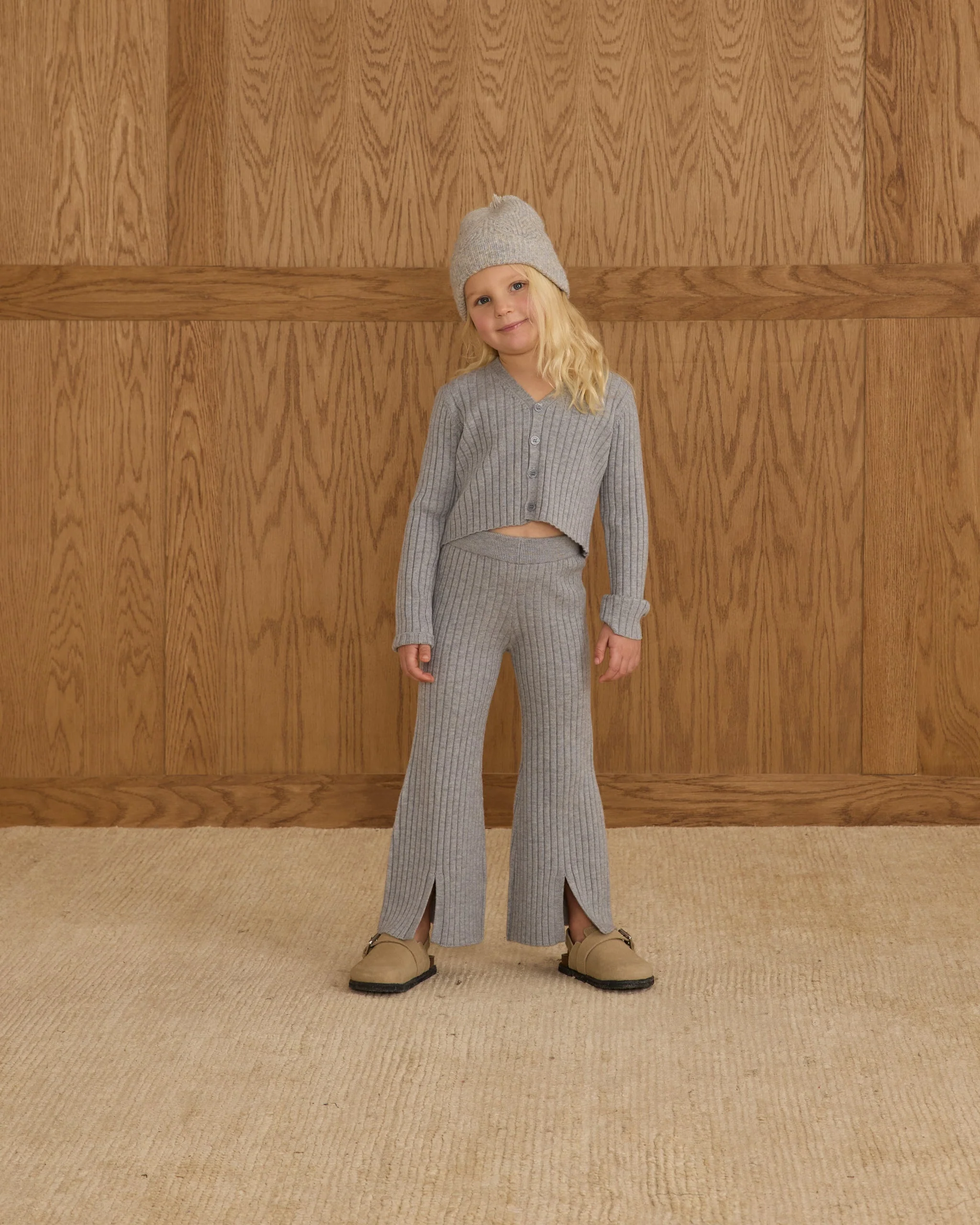 Long Sleeve Knit Button Top || Dusty Blue - Image 2