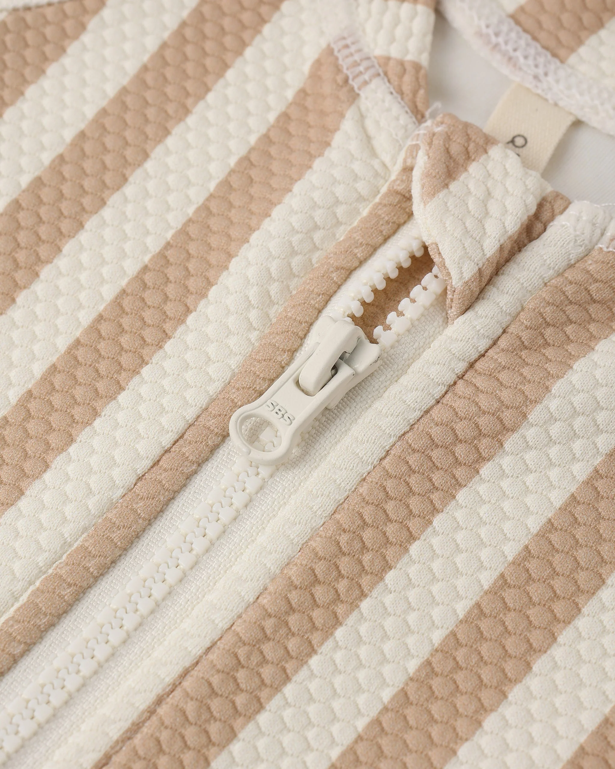 Long Sleeve One-Piece Rashguard Retro Latte Stripe - Image 6