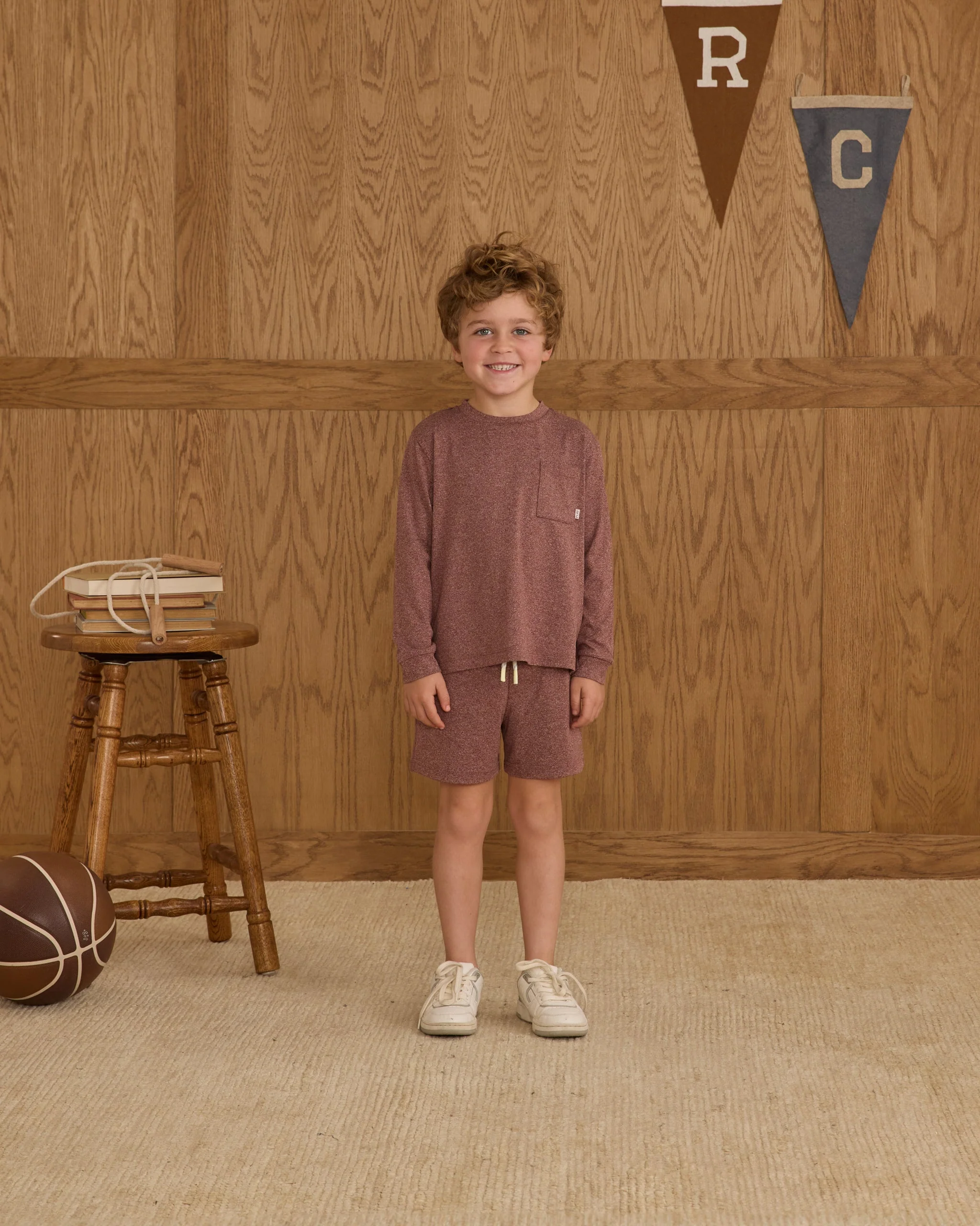 Long Sleeve Pocket Tee || Heathered Burgundy - Image 3
