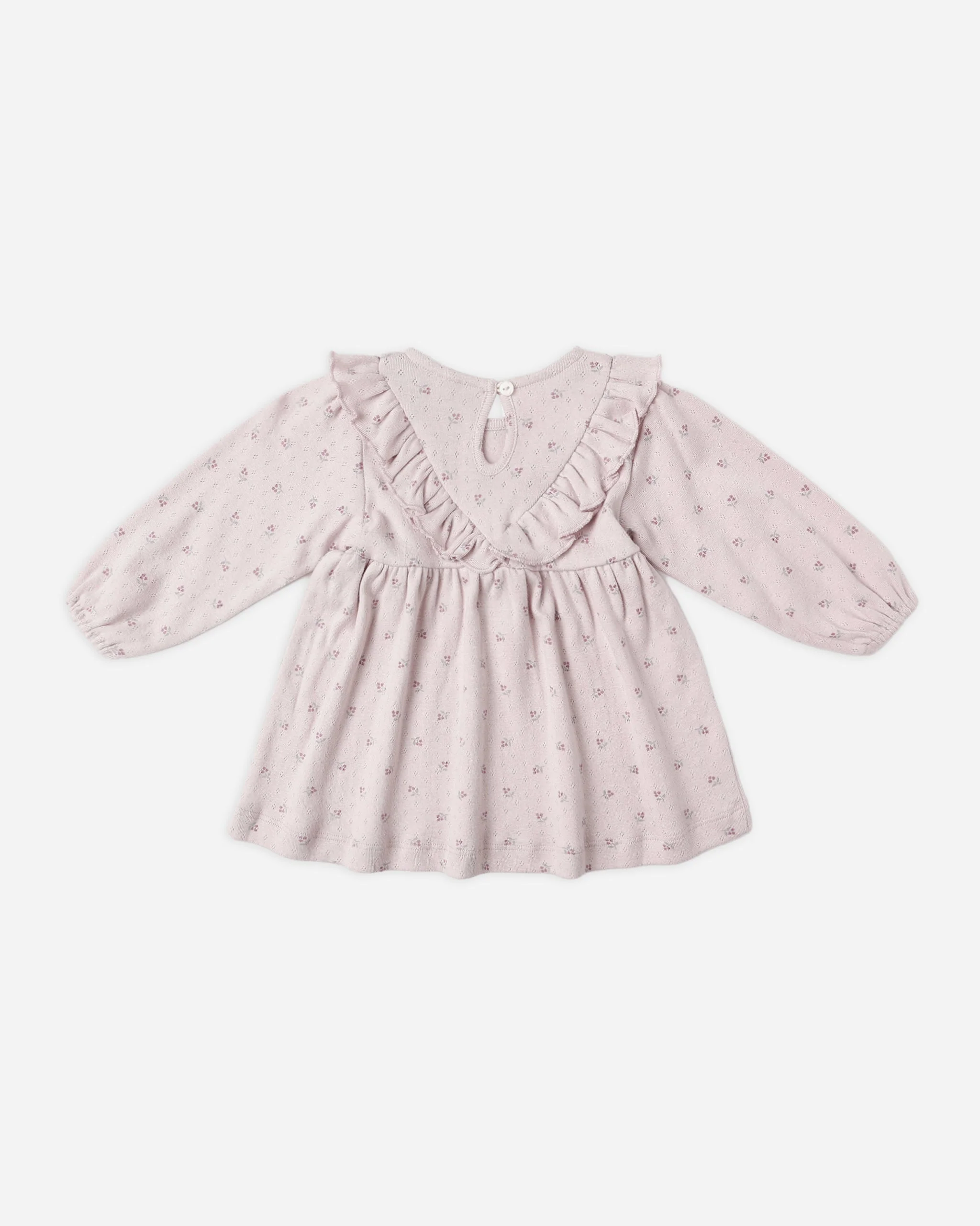 Long Sleeve Ruffle V Dress || Lilac Ditsy - Image 2