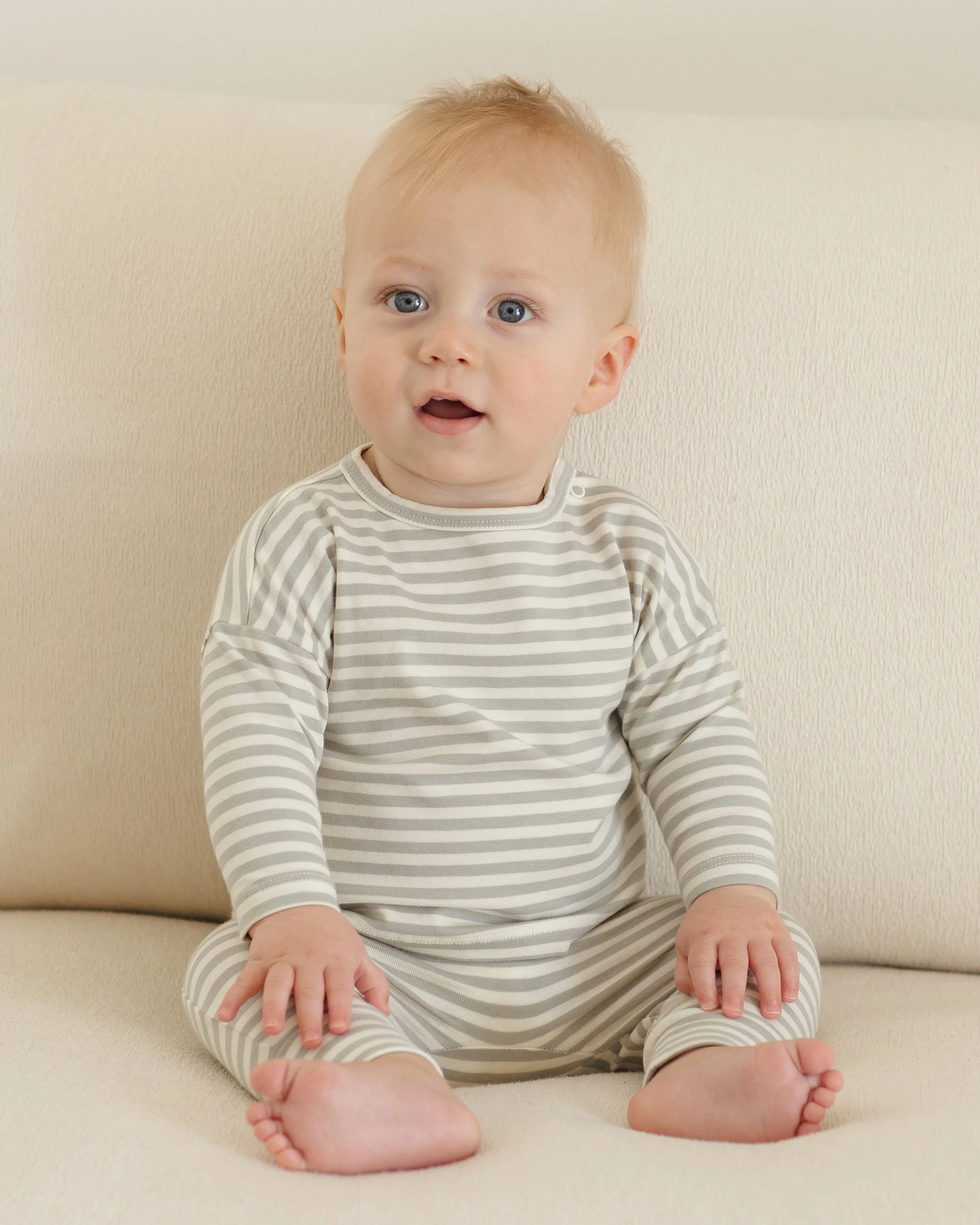 Long Sleeve Tee || Sage Stripe - Image 2