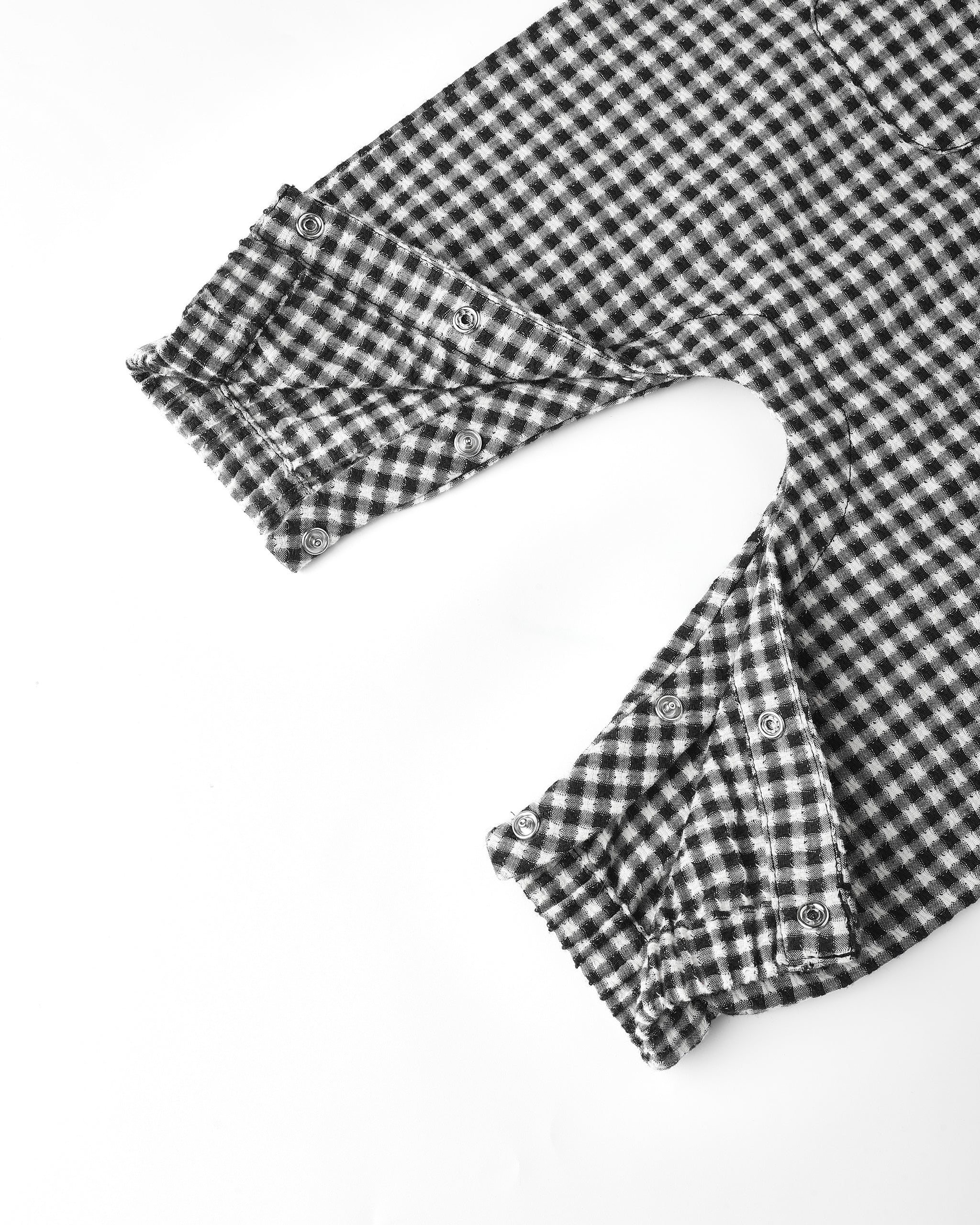 Long Sleeve Woven Jumpsuit || Black Gingham - Image 2