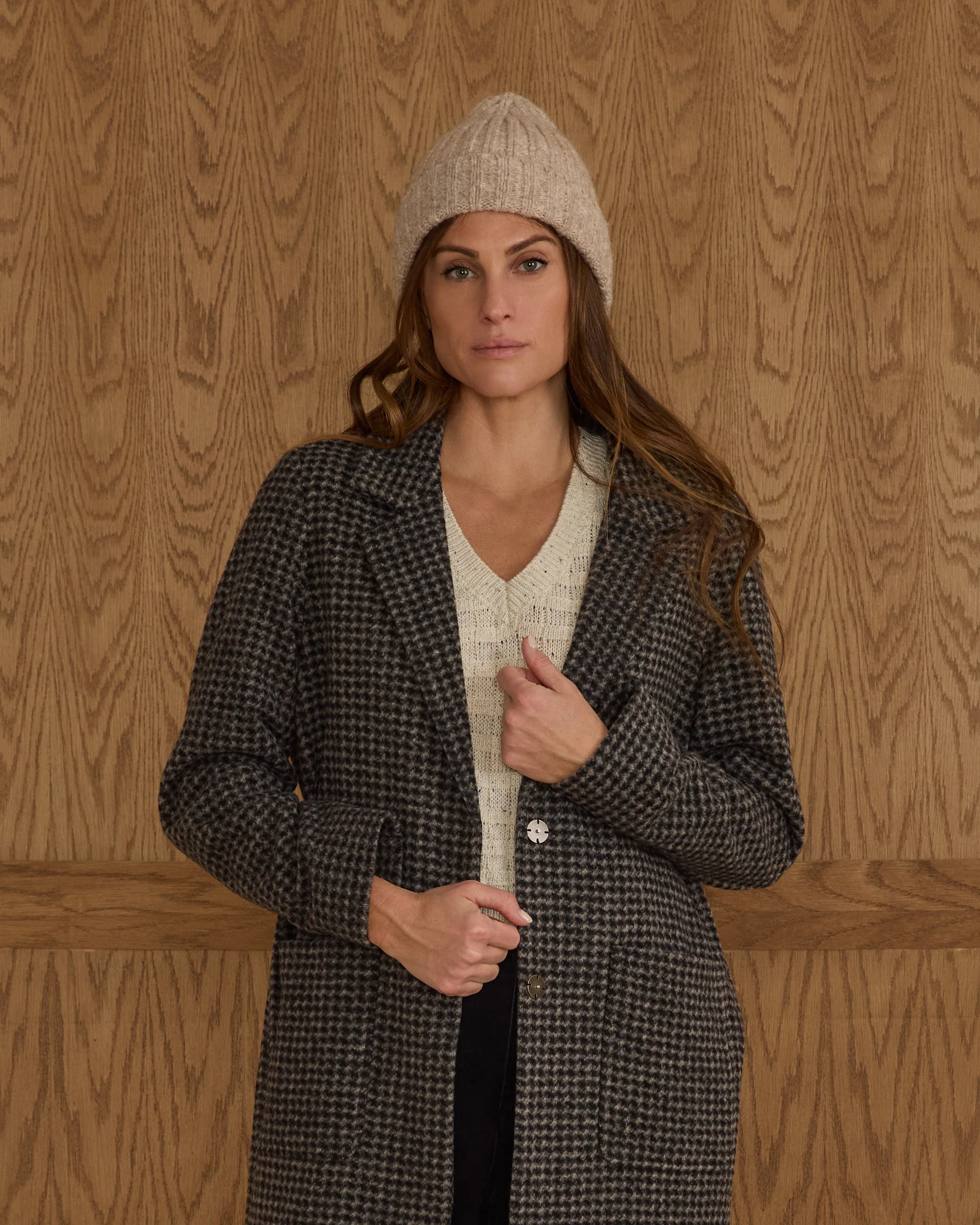 Longline Coat | Micro Check - Image 3