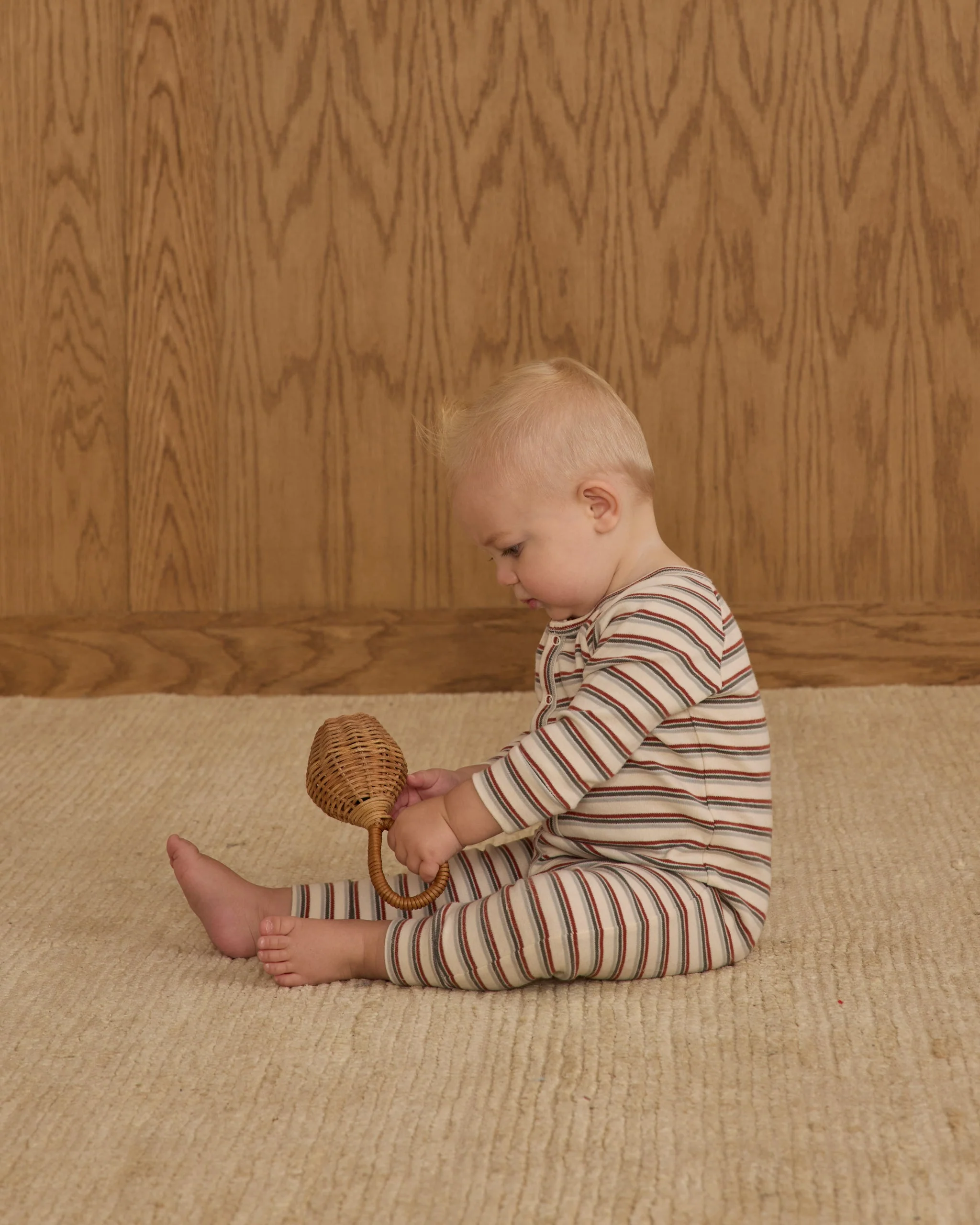 Organic Long John Pajamas || Holiday Stripe - Image 2